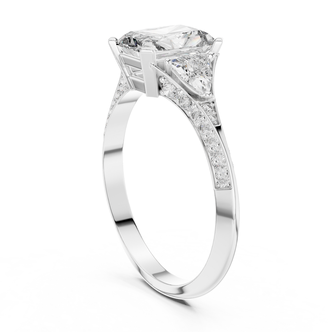 Rose Gold Solitaire Diamond Ring with Accent Diamonds