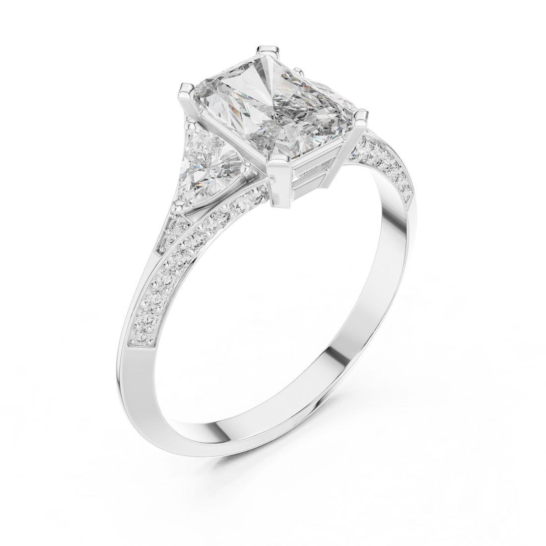 Rose Gold Solitaire Diamond Ring with Accent Diamonds