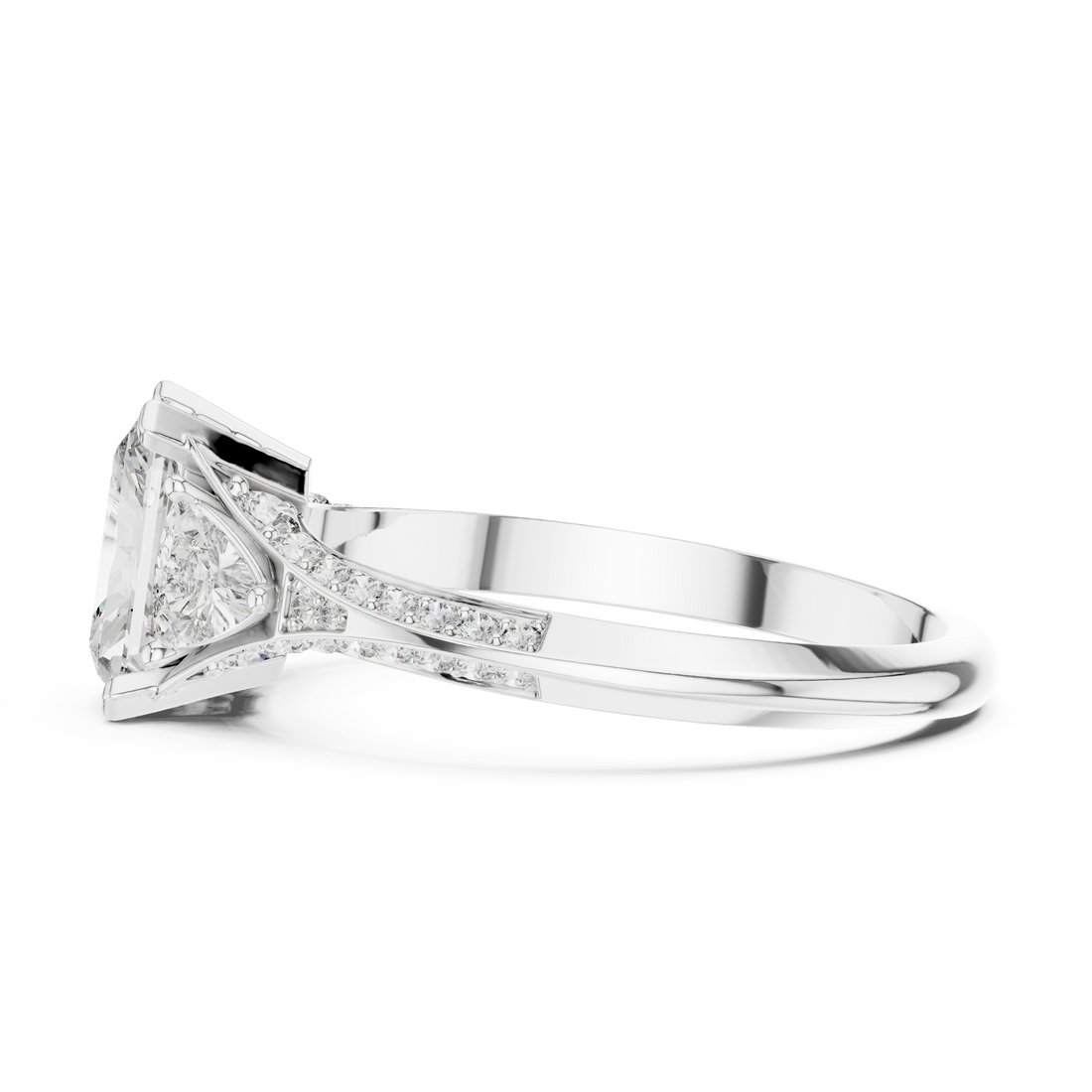 Rose Gold Solitaire Diamond Ring with Accent Diamonds