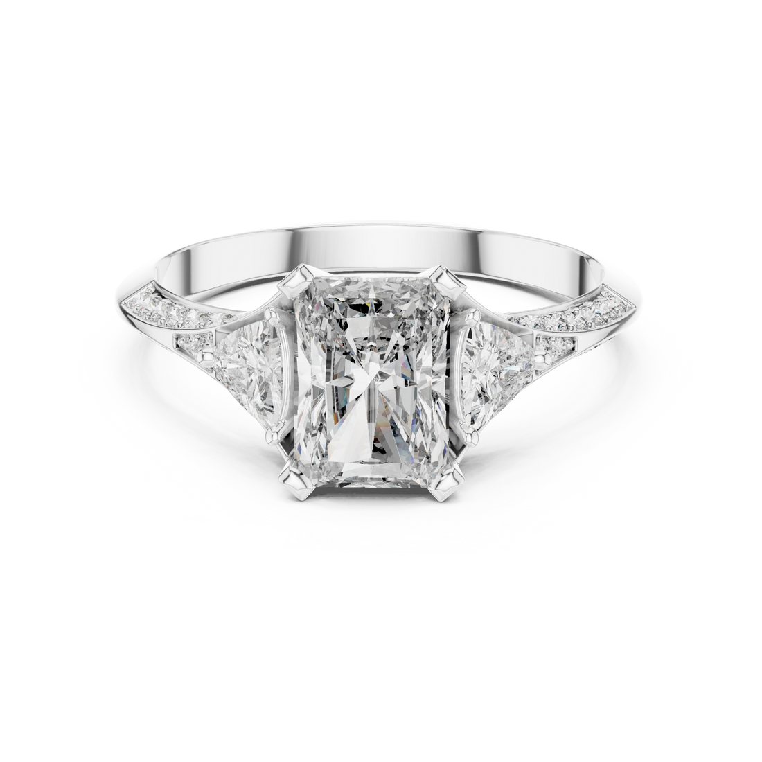 Rose Gold Solitaire Diamond Ring with Accent Diamonds