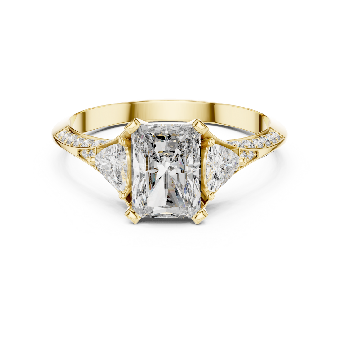 Rose Gold Solitaire Diamond Ring with Accent Diamonds
