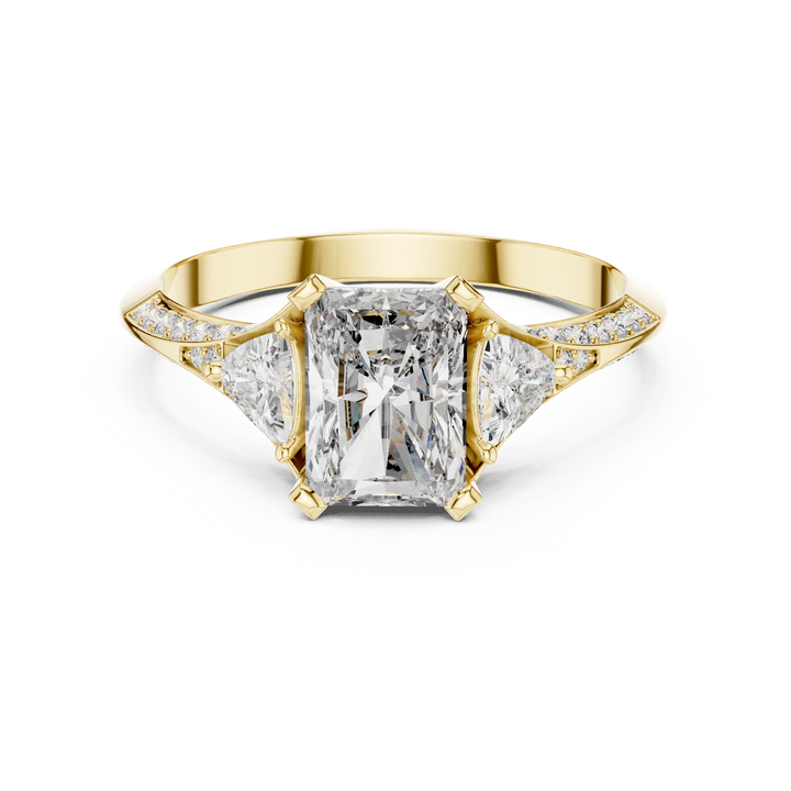 Rose Gold Solitaire Diamond Ring with Accent Diamonds