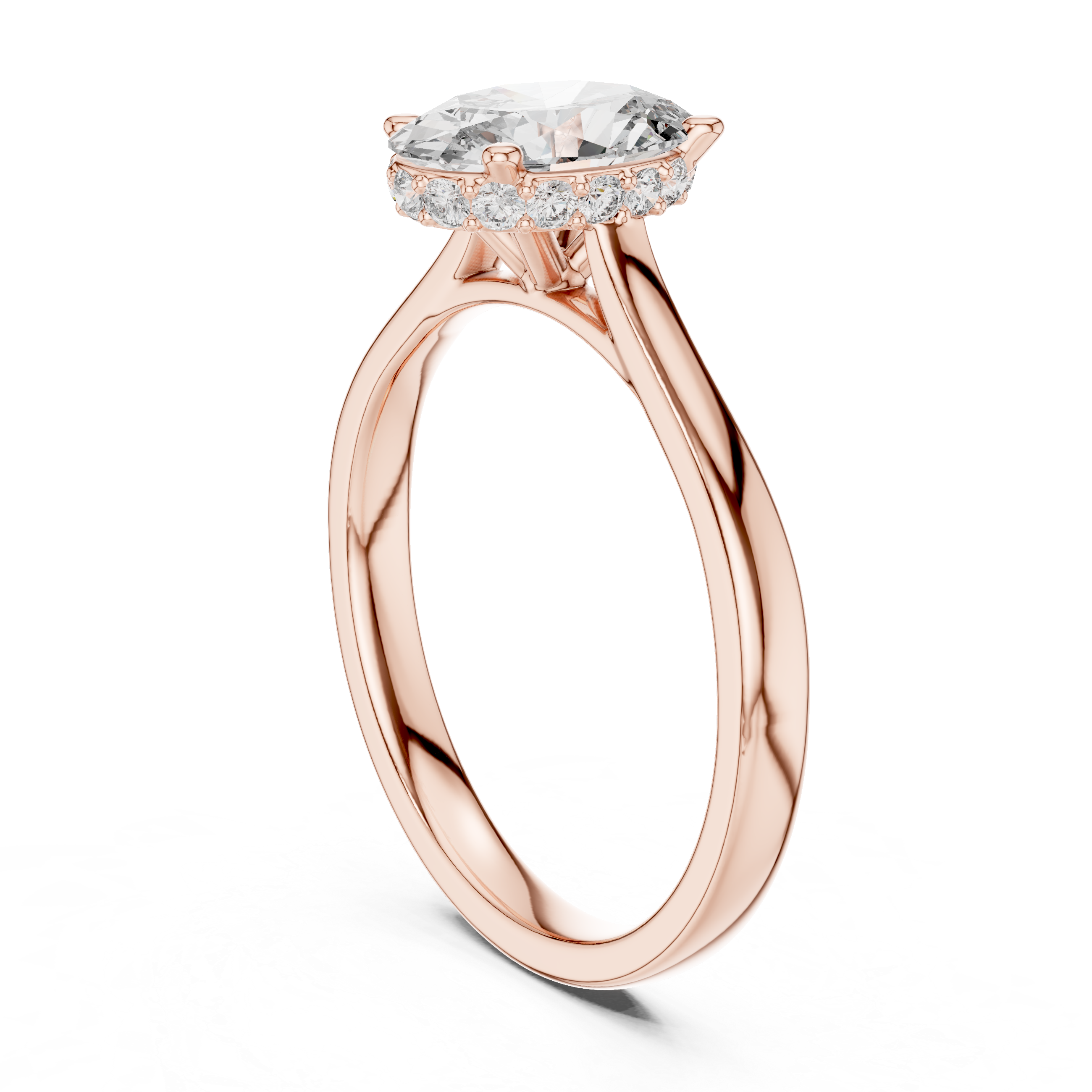 Elegant Oval-Cut Diamond Solitaire Ring in 14K Rose Gold