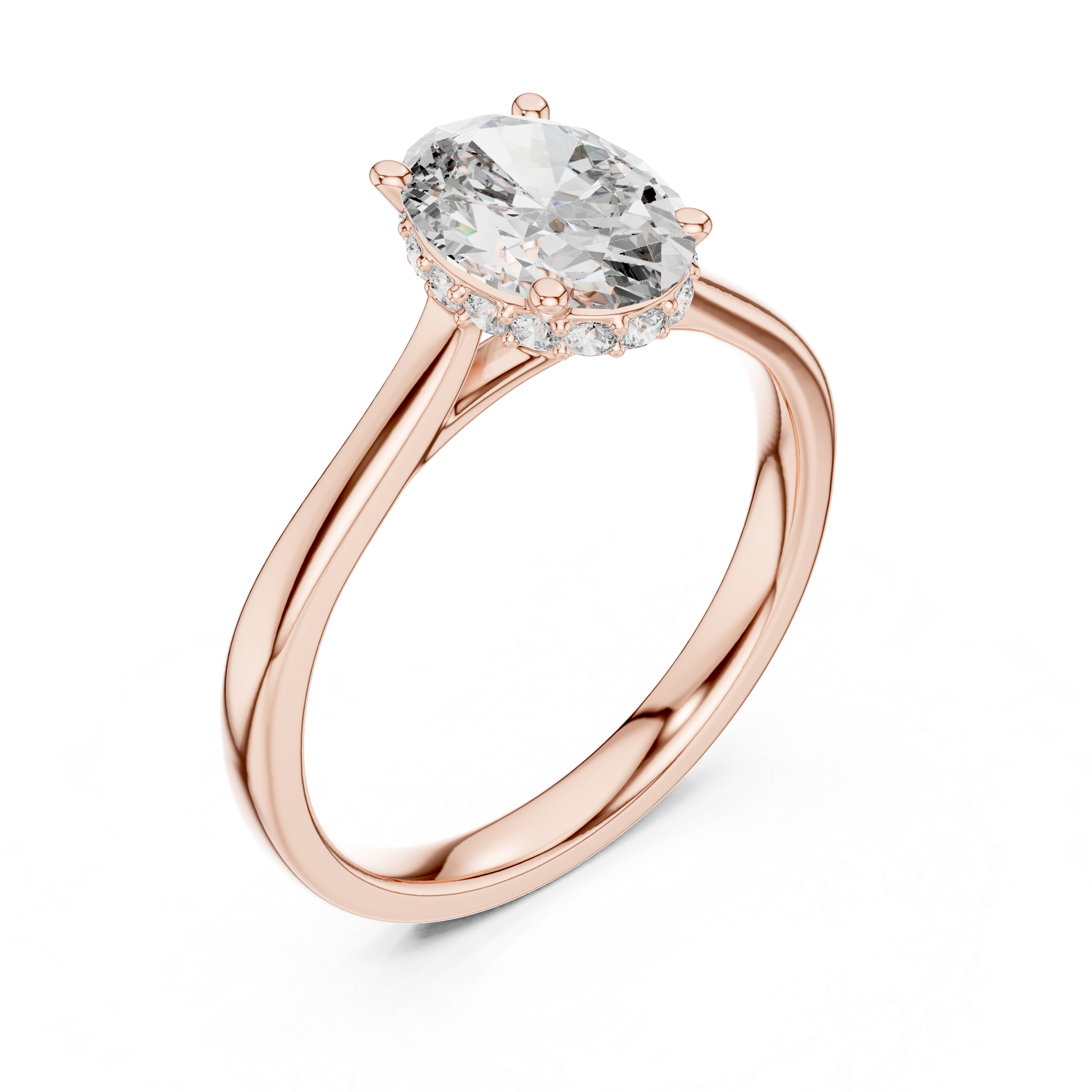 Elegant Oval-Cut Diamond Solitaire Ring in 14K Rose Gold