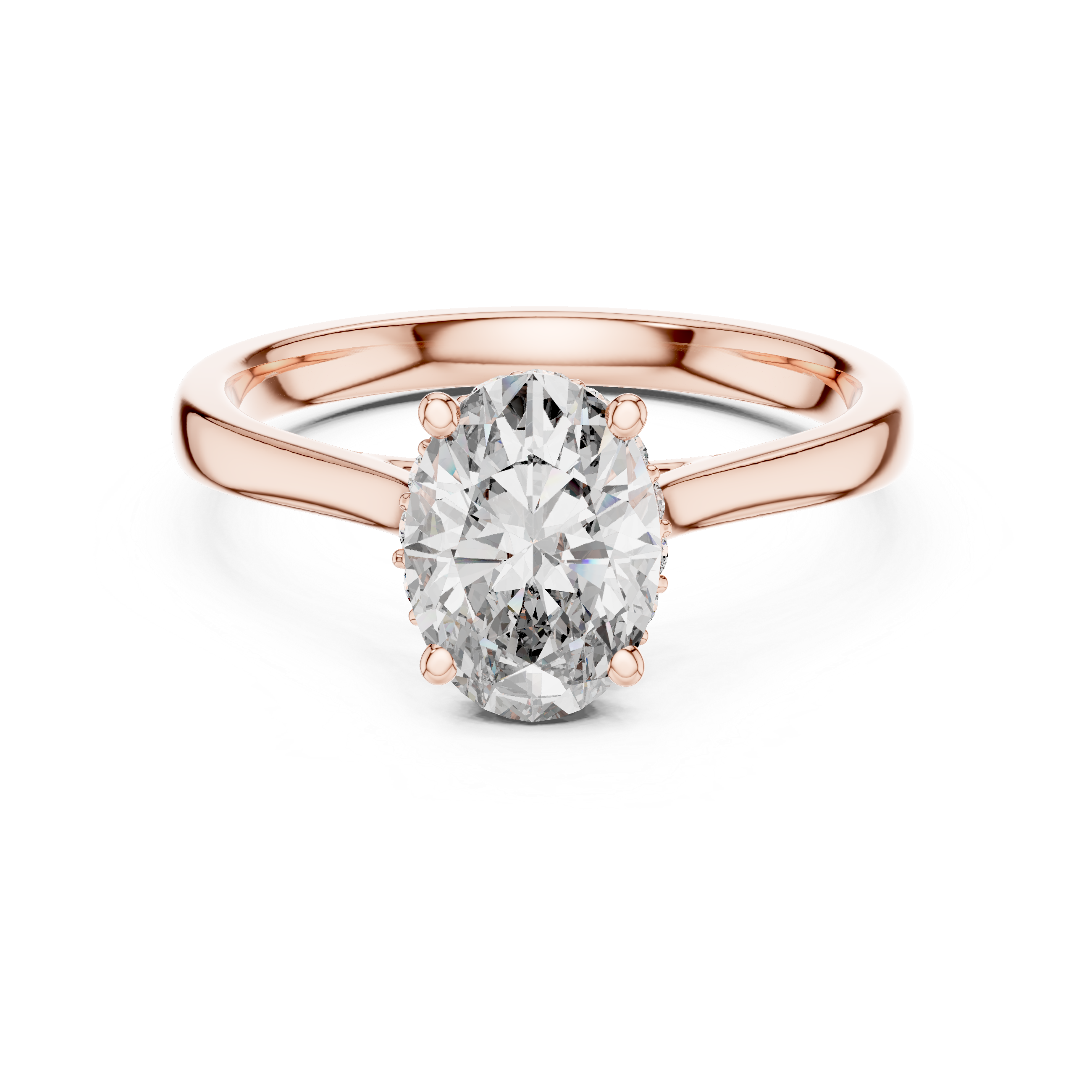 Elegant Oval-Cut Diamond Solitaire Ring in 14K Rose Gold