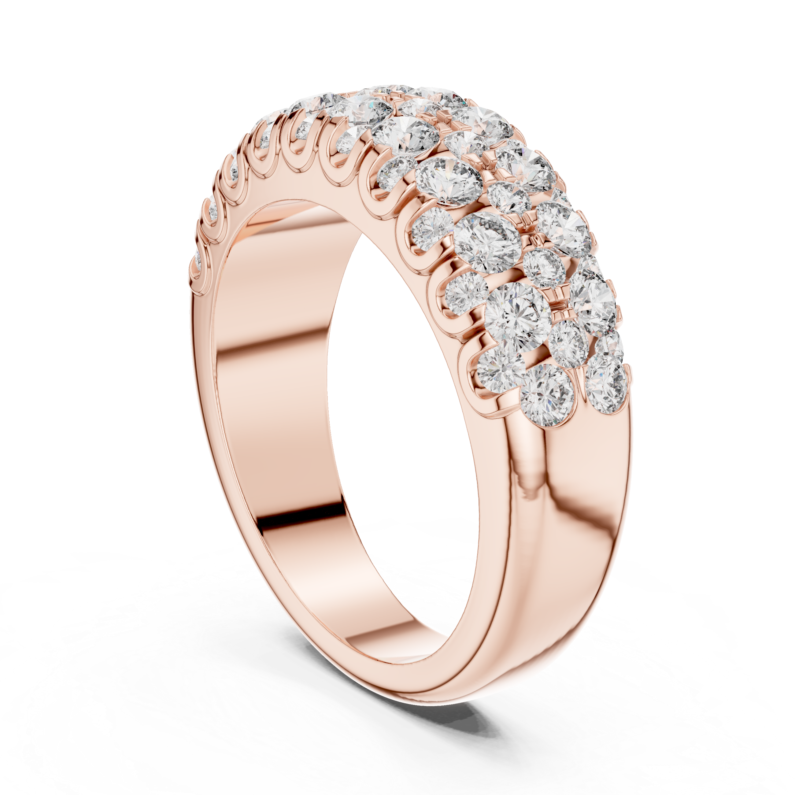 Elegant Cluster Diamond Band Ring in 14K/18K Gold
