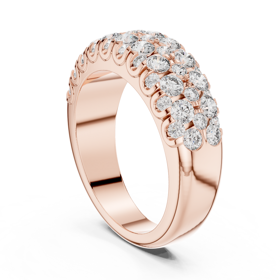 Elegant Cluster Diamond Band Ring in 14K/18K Gold