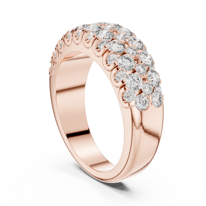 Elegant Cluster Diamond Band Ring in 14K/18K Gold