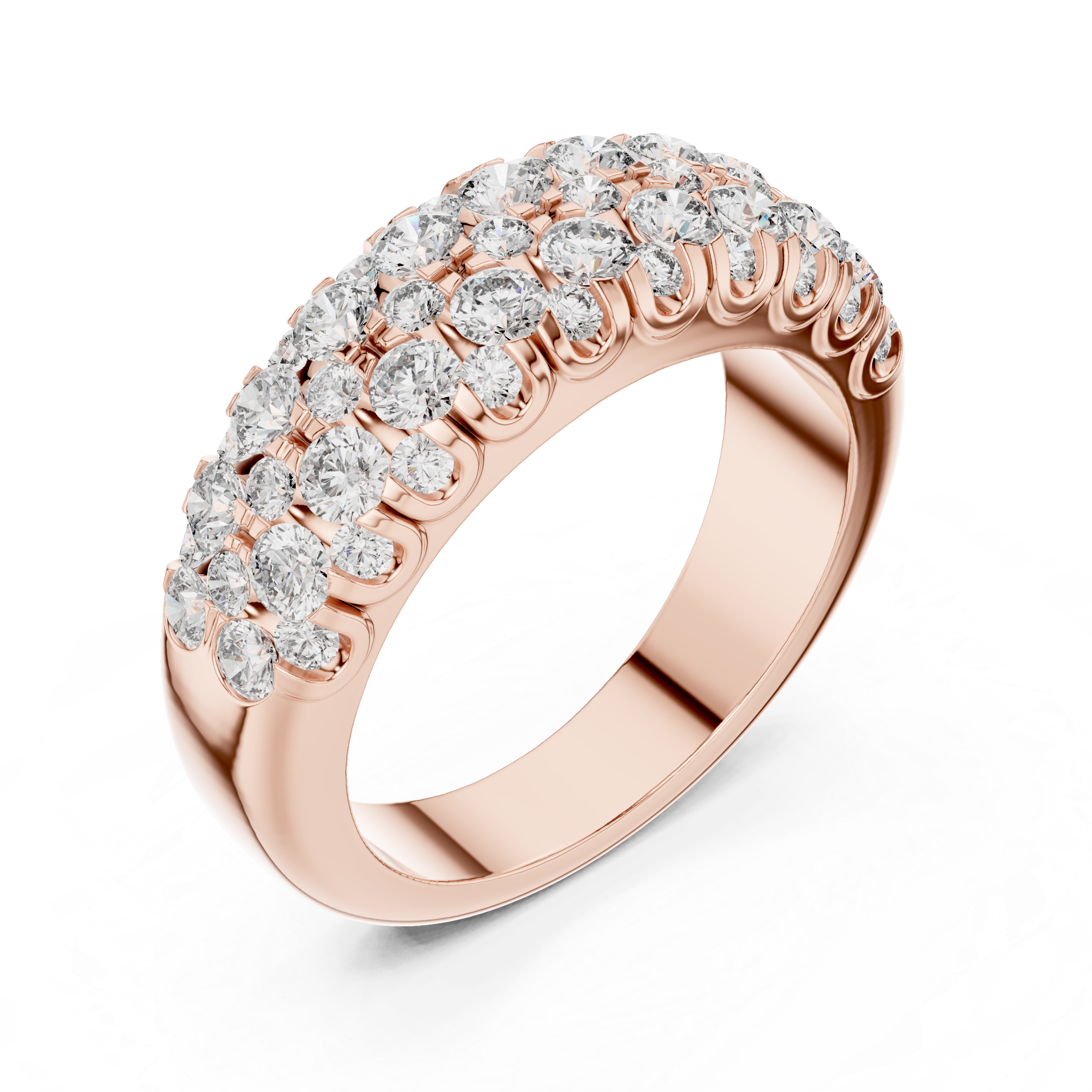 Elegant Cluster Diamond Band Ring in 14K/18K Gold