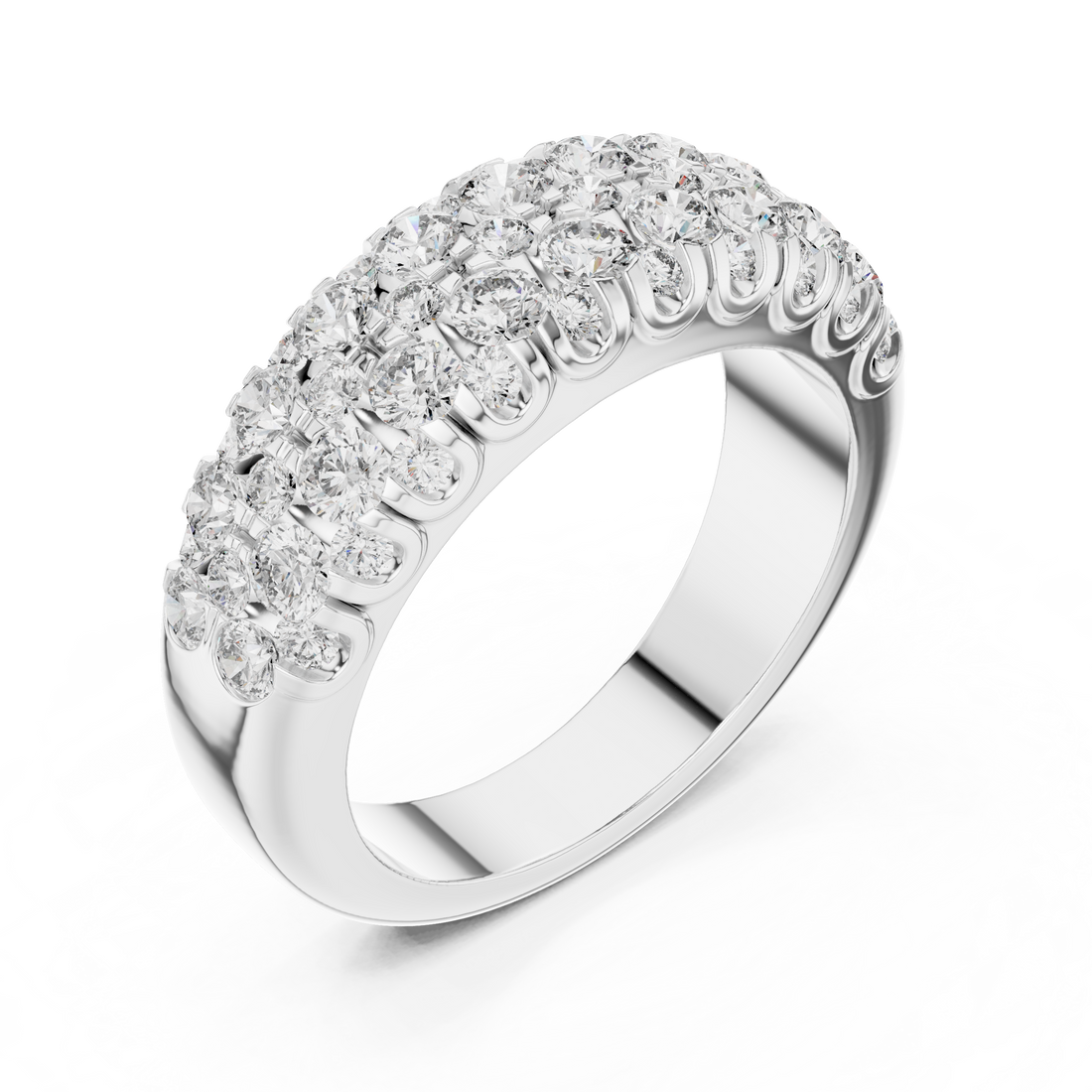 Elegant Cluster Diamond Band Ring in 14K/18K Gold
