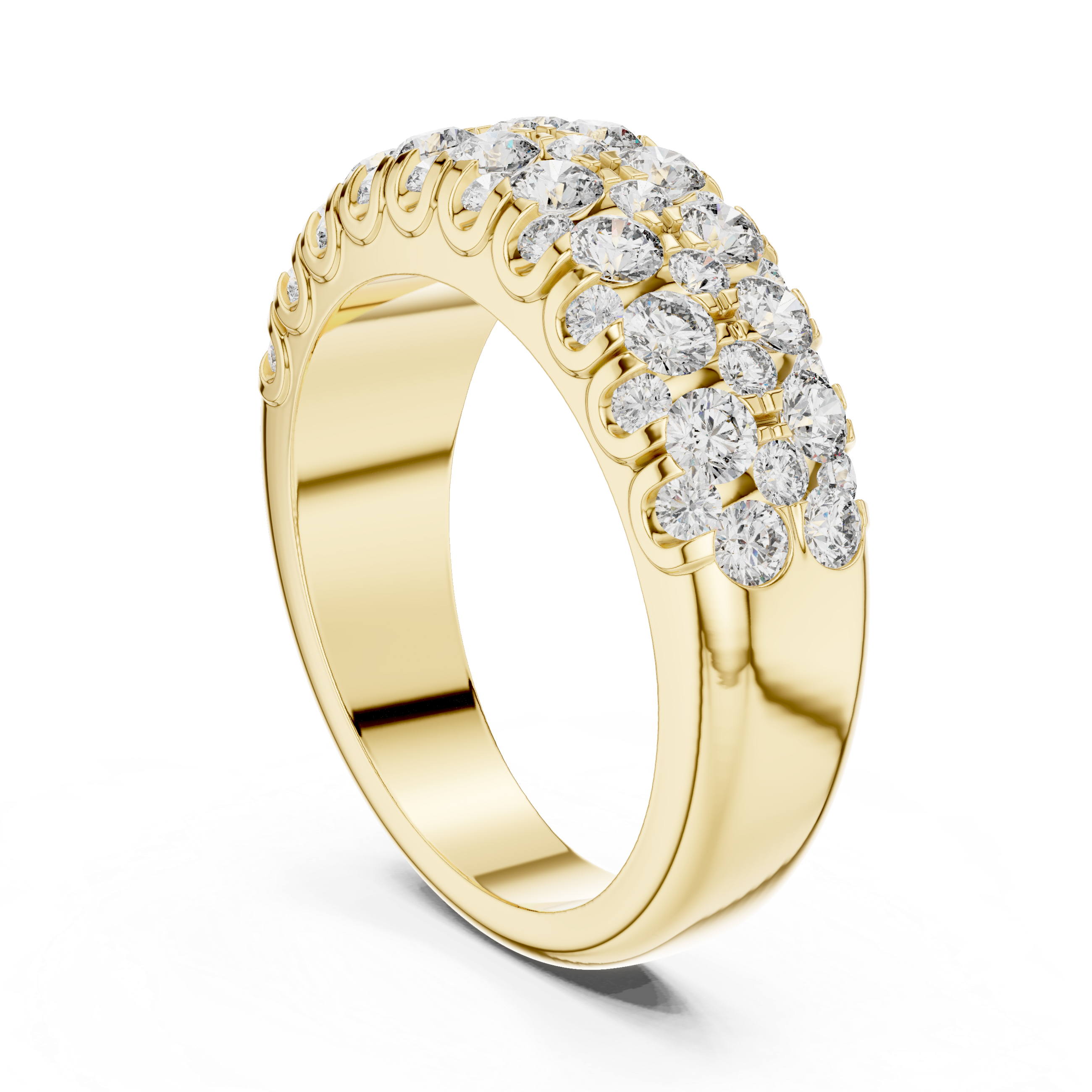 Elegant Cluster Diamond Band Ring in 14K/18K Gold