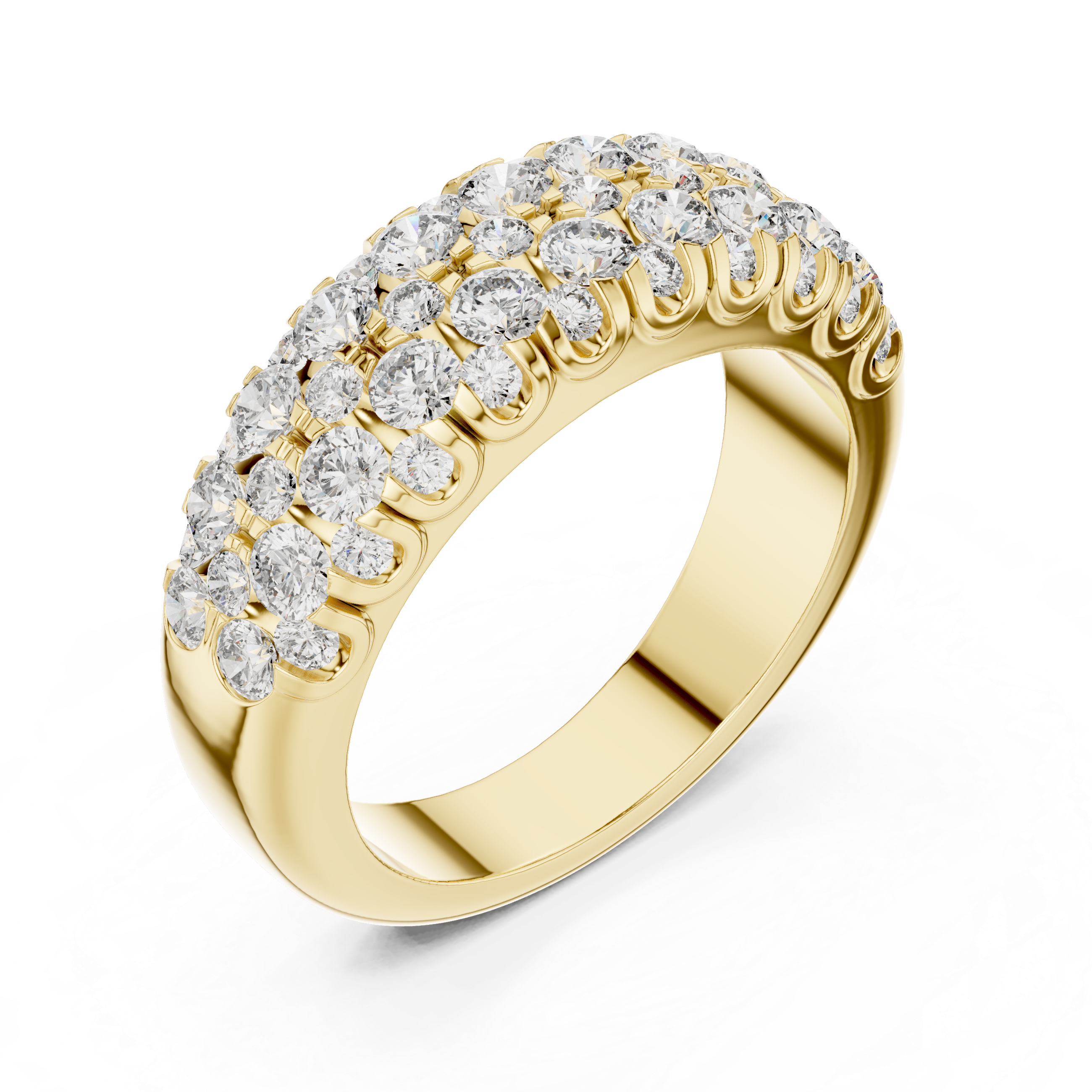Elegant Cluster Diamond Band Ring in 14K/18K Gold
