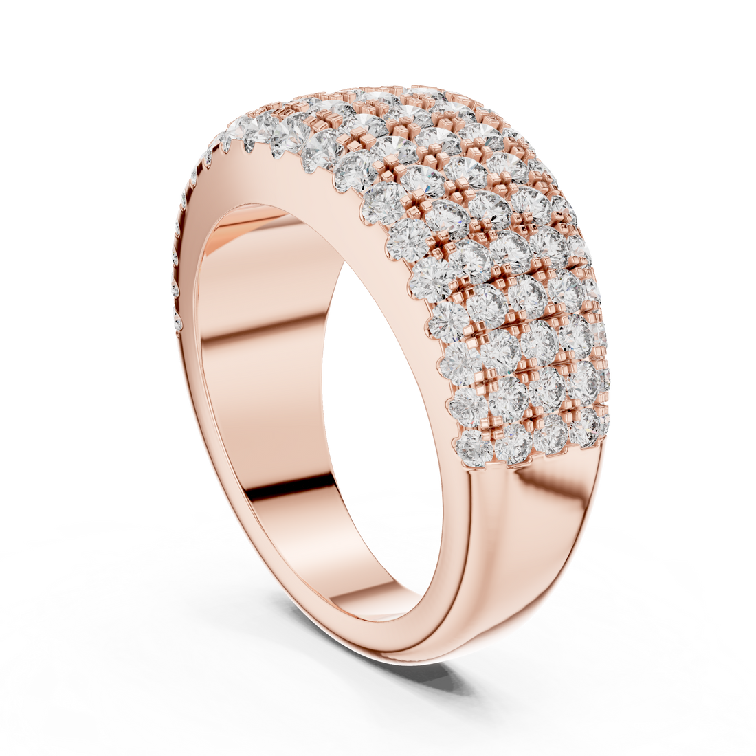 Rose Gold Triple Row Lab-Grown Diamond Band Ring | IGI Certified | Kiashaa Jewellery