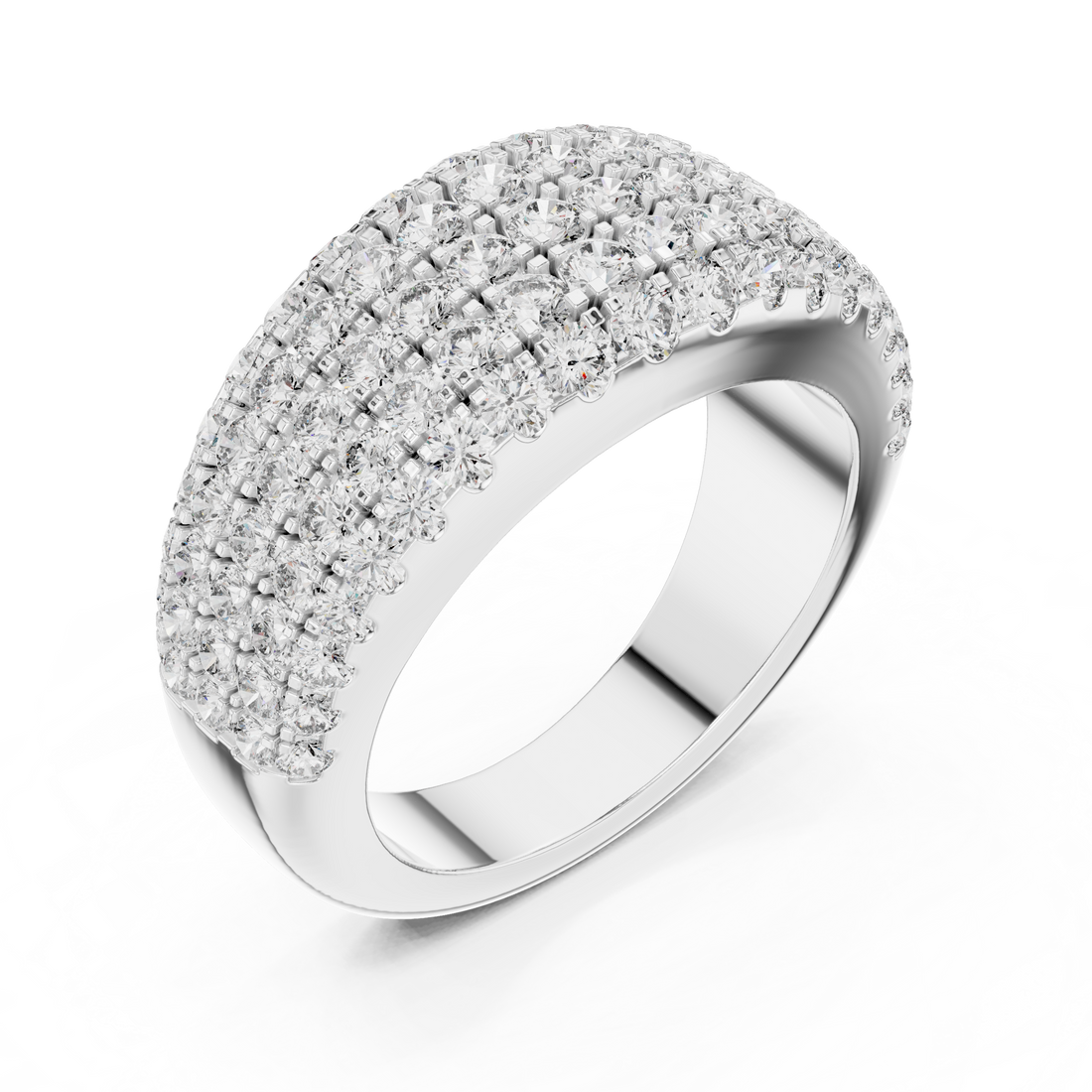 Rose Gold Triple Row Lab-Grown Diamond Band Ring | IGI Certified | Kiashaa Jewellery