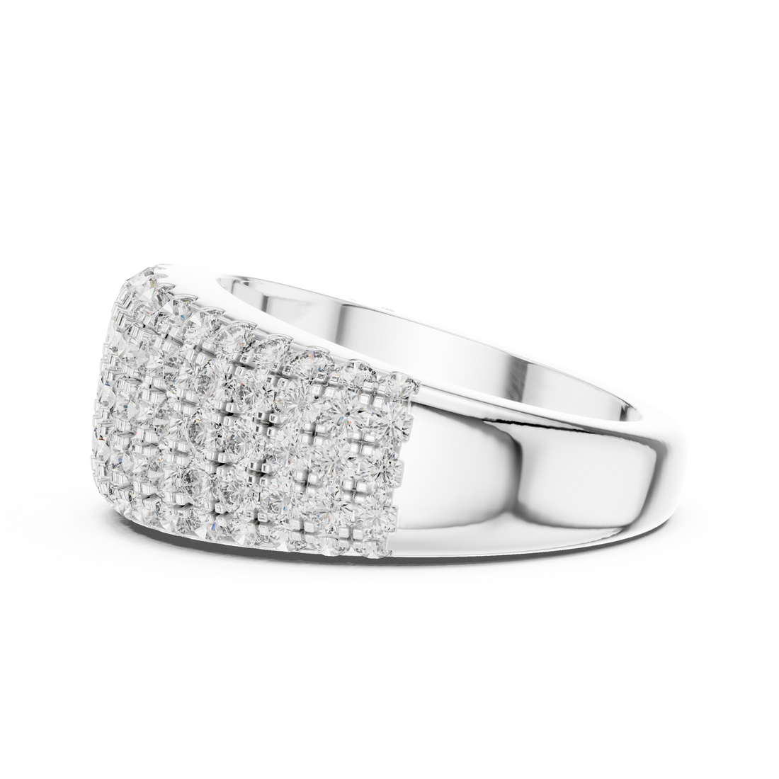 Rose Gold Triple Row Lab-Grown Diamond Band Ring | IGI Certified | Kiashaa Jewellery