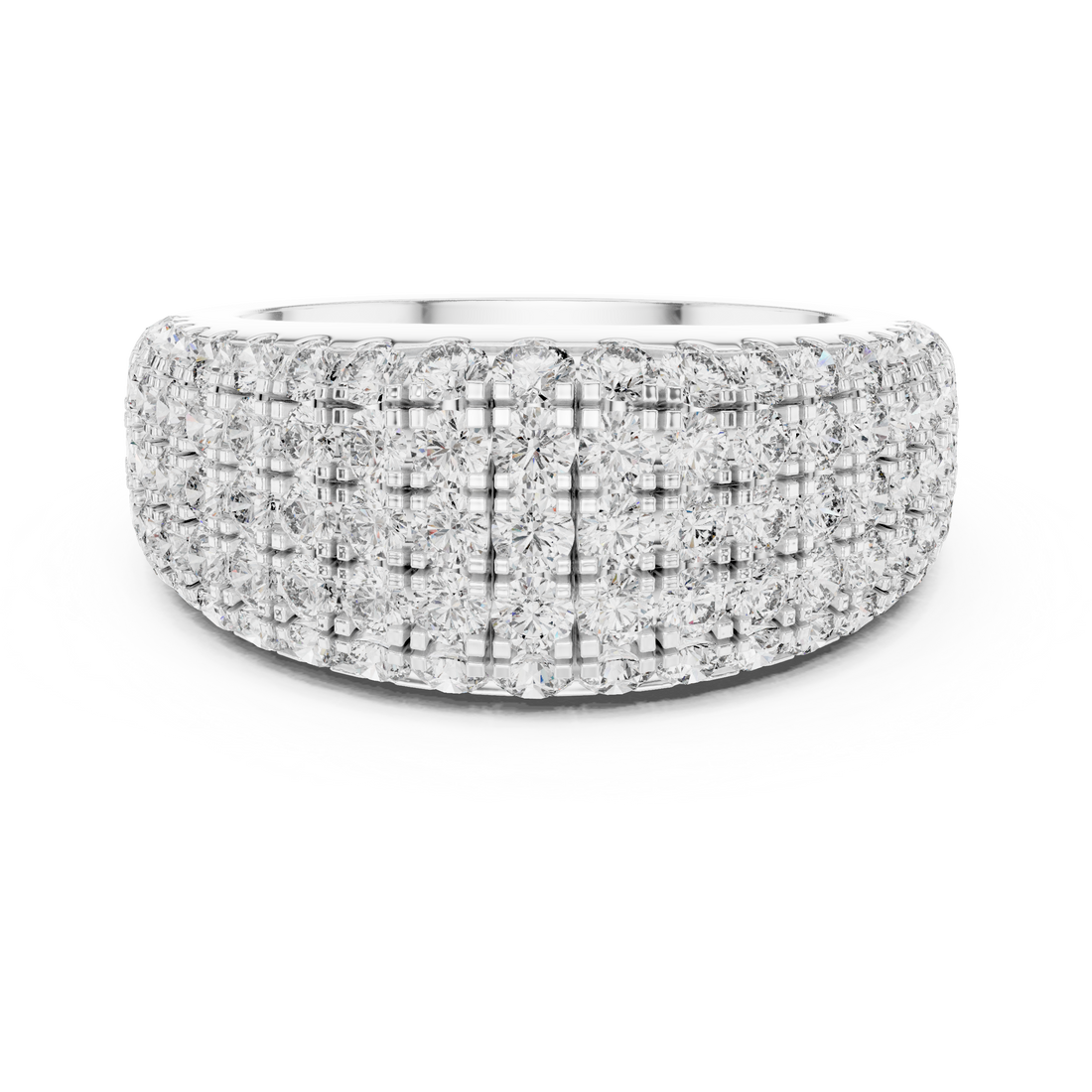 Rose Gold Triple Row Lab-Grown Diamond Band Ring | IGI Certified | Kiashaa Jewellery
