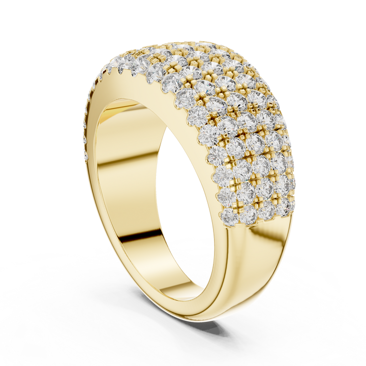 Rose Gold Triple Row Lab-Grown Diamond Band Ring | IGI Certified | Kiashaa Jewellery