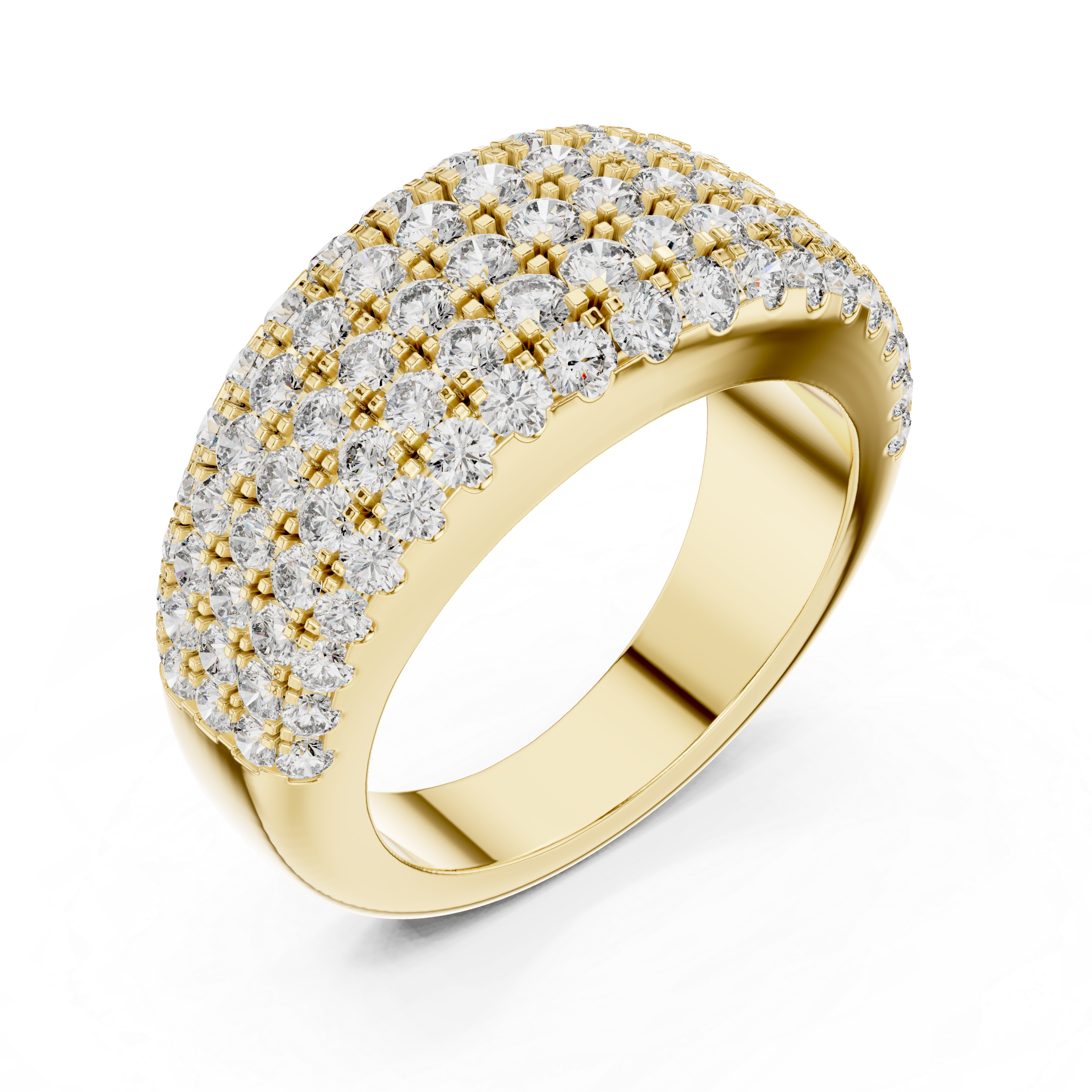 Rose Gold Triple Row Lab-Grown Diamond Band Ring | IGI Certified | Kiashaa Jewellery
