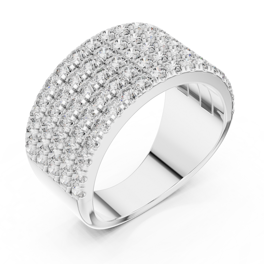 Rose Gold Multi-Row Lab-Grown Diamond Wide Band Ring | IGI Certified | Kiashaa Jewellery