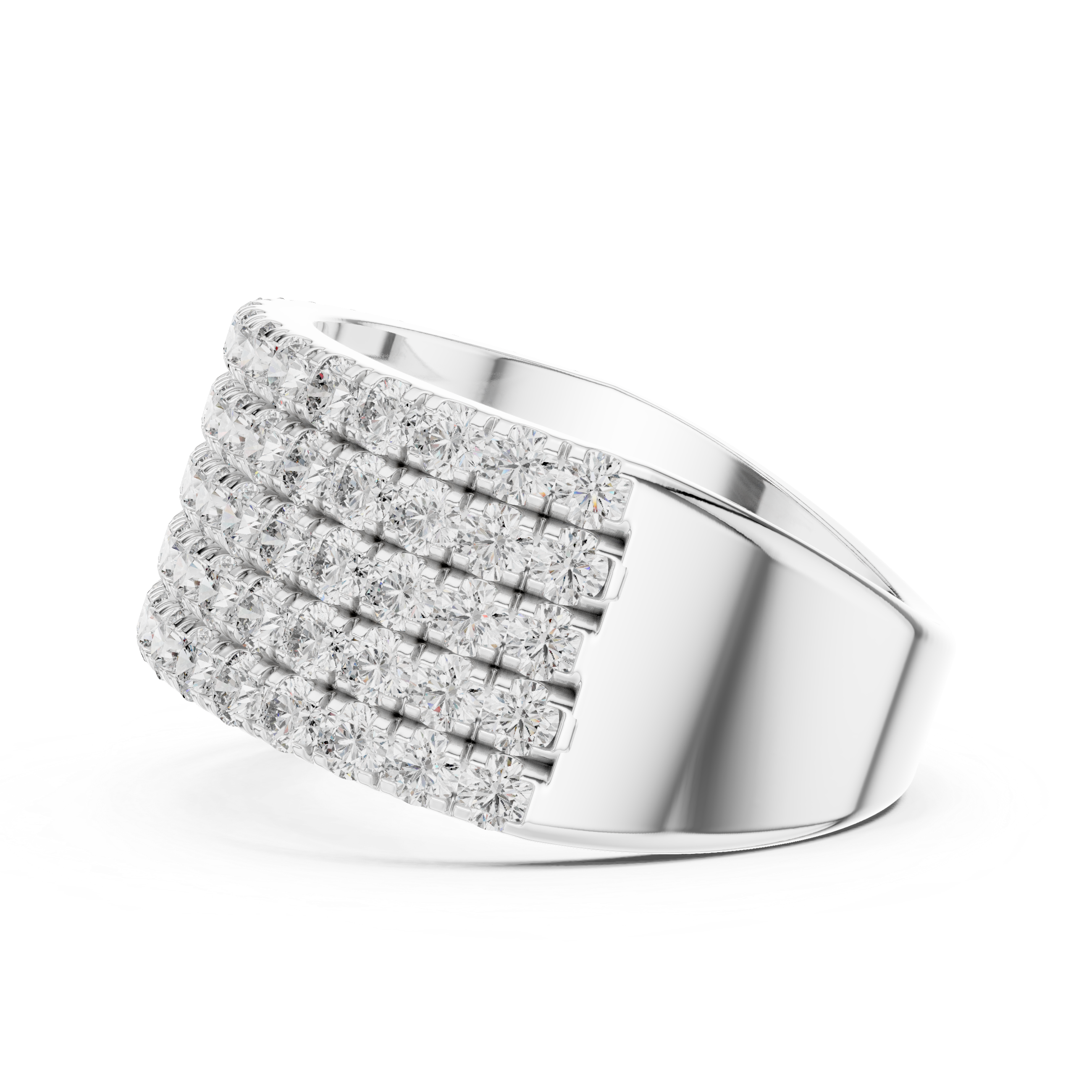 Rose Gold Multi-Row Lab-Grown Diamond Wide Band Ring | IGI Certified | Kiashaa Jewellery