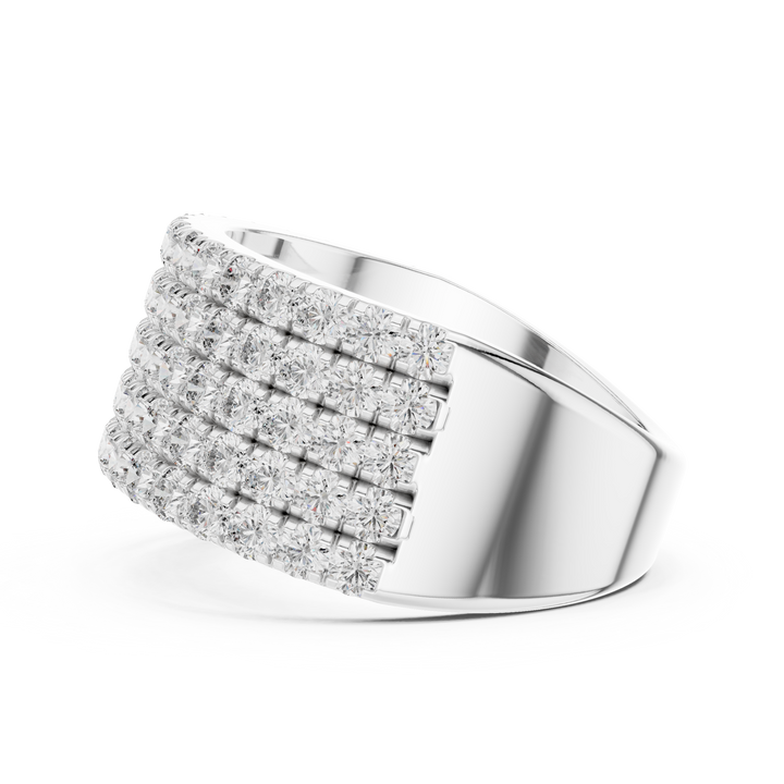 Rose Gold Multi-Row Lab-Grown Diamond Wide Band Ring | IGI Certified | Kiashaa Jewellery