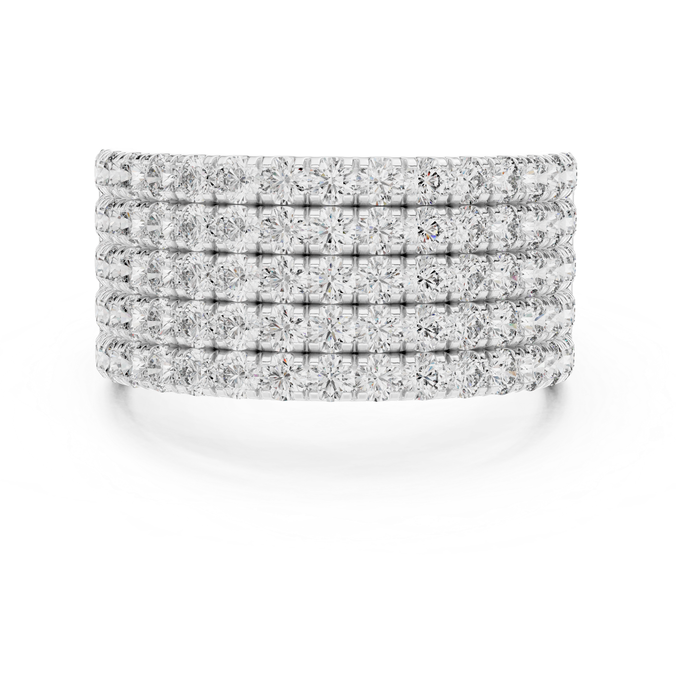 Rose Gold Multi-Row Lab-Grown Diamond Wide Band Ring | IGI Certified | Kiashaa Jewellery