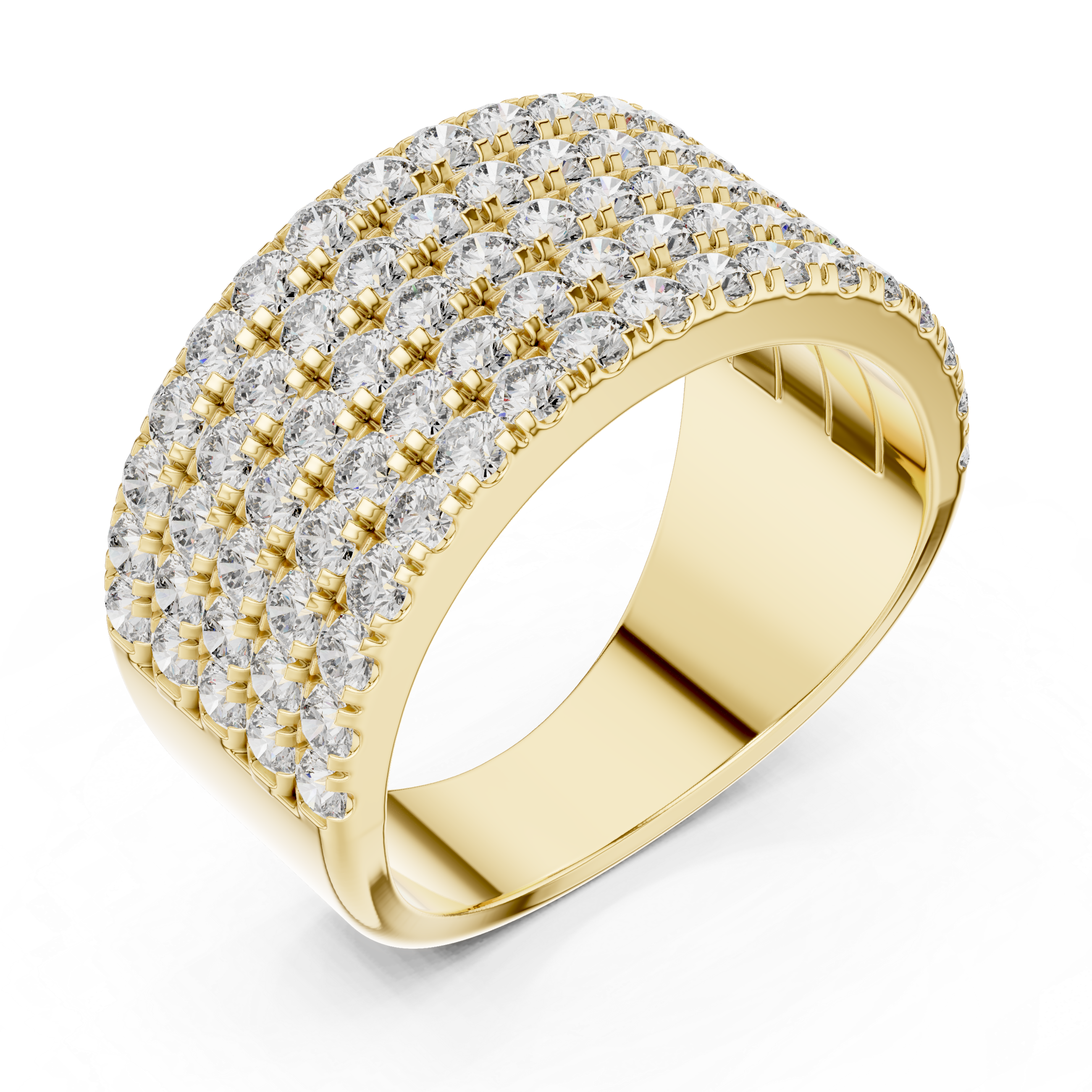 Rose Gold Multi-Row Lab-Grown Diamond Wide Band Ring | IGI Certified | Kiashaa Jewellery