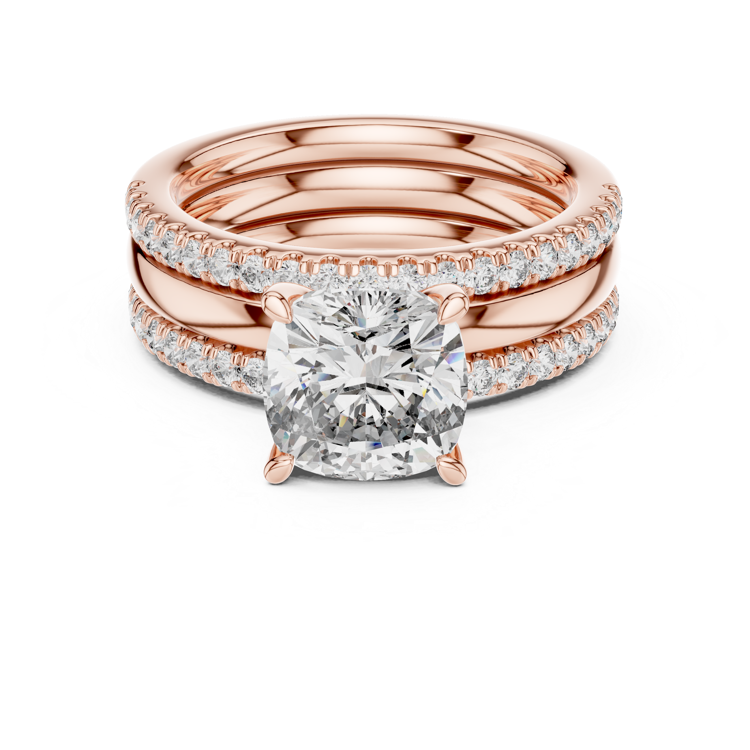 IGI Certified Lab-Grown Diamond Engagement & Wedding Ring Set | Solitaire with Pave Band | Kiashaa Jewellery