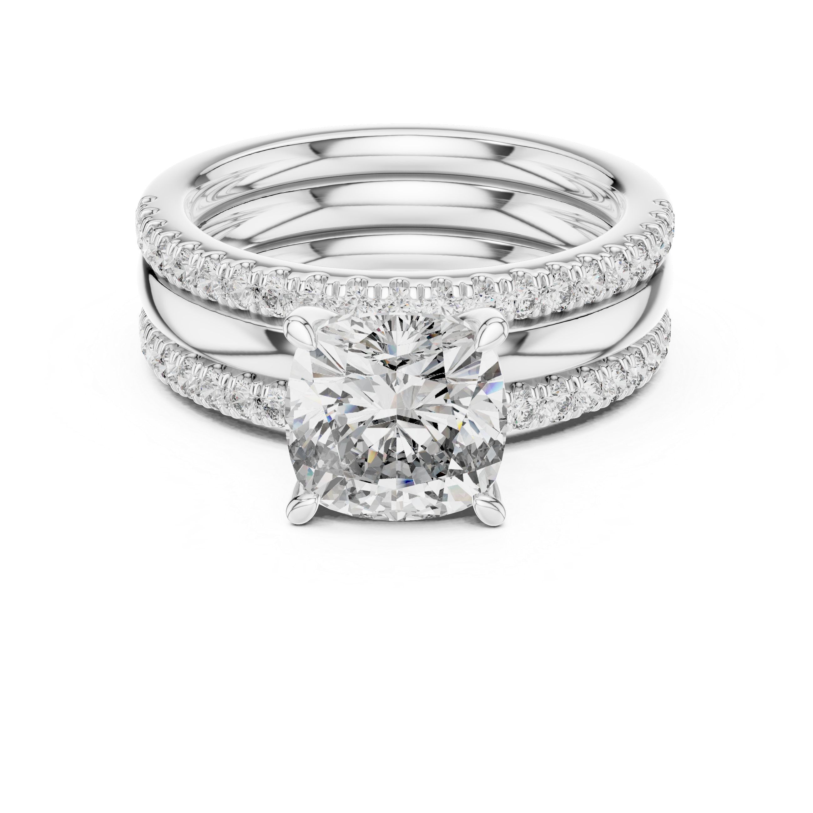 IGI Certified Lab-Grown Diamond Engagement & Wedding Ring Set | Solitaire with Pave Band | Kiashaa Jewellery
