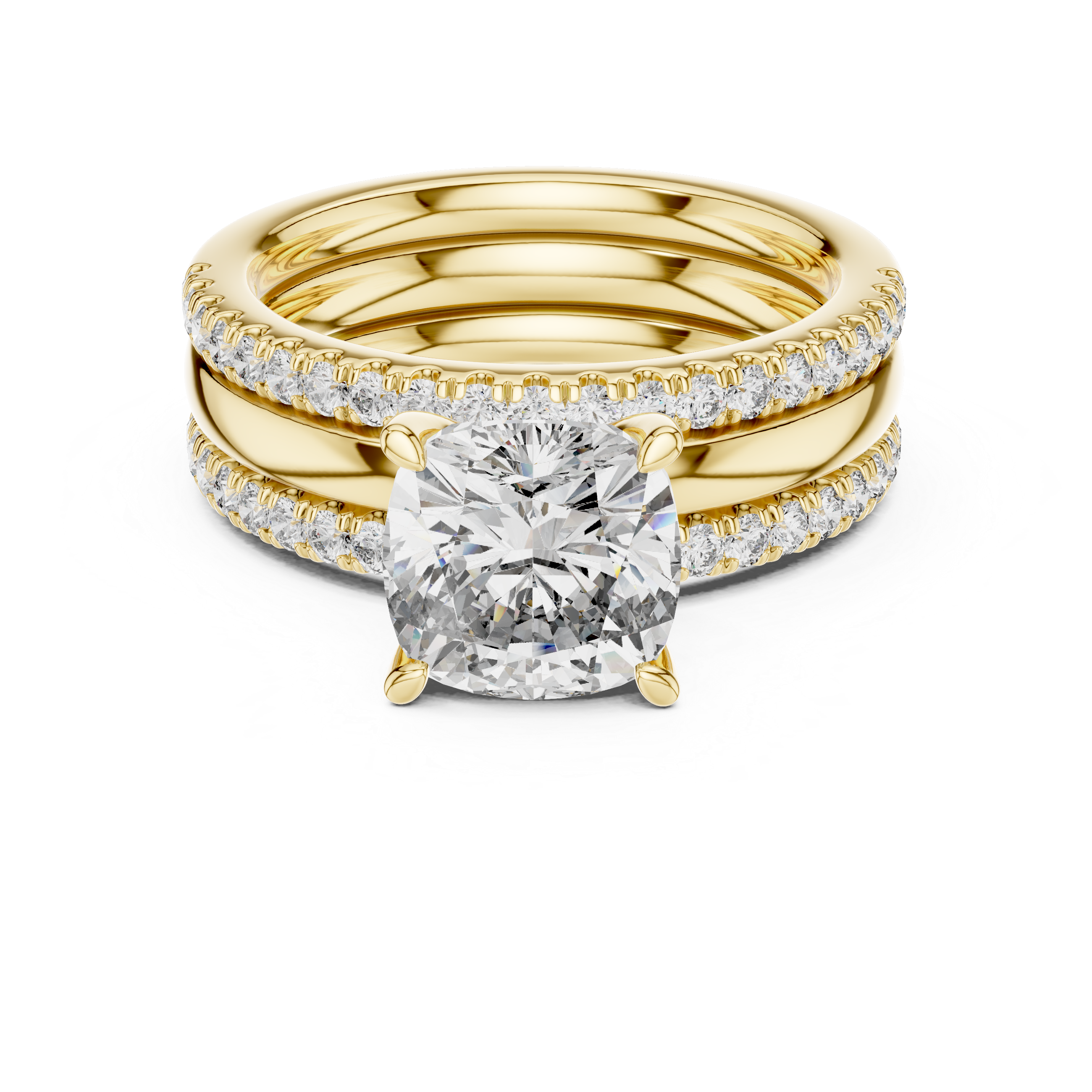 IGI Certified Lab-Grown Diamond Engagement & Wedding Ring Set | Solitaire with Pave Band | Kiashaa Jewellery