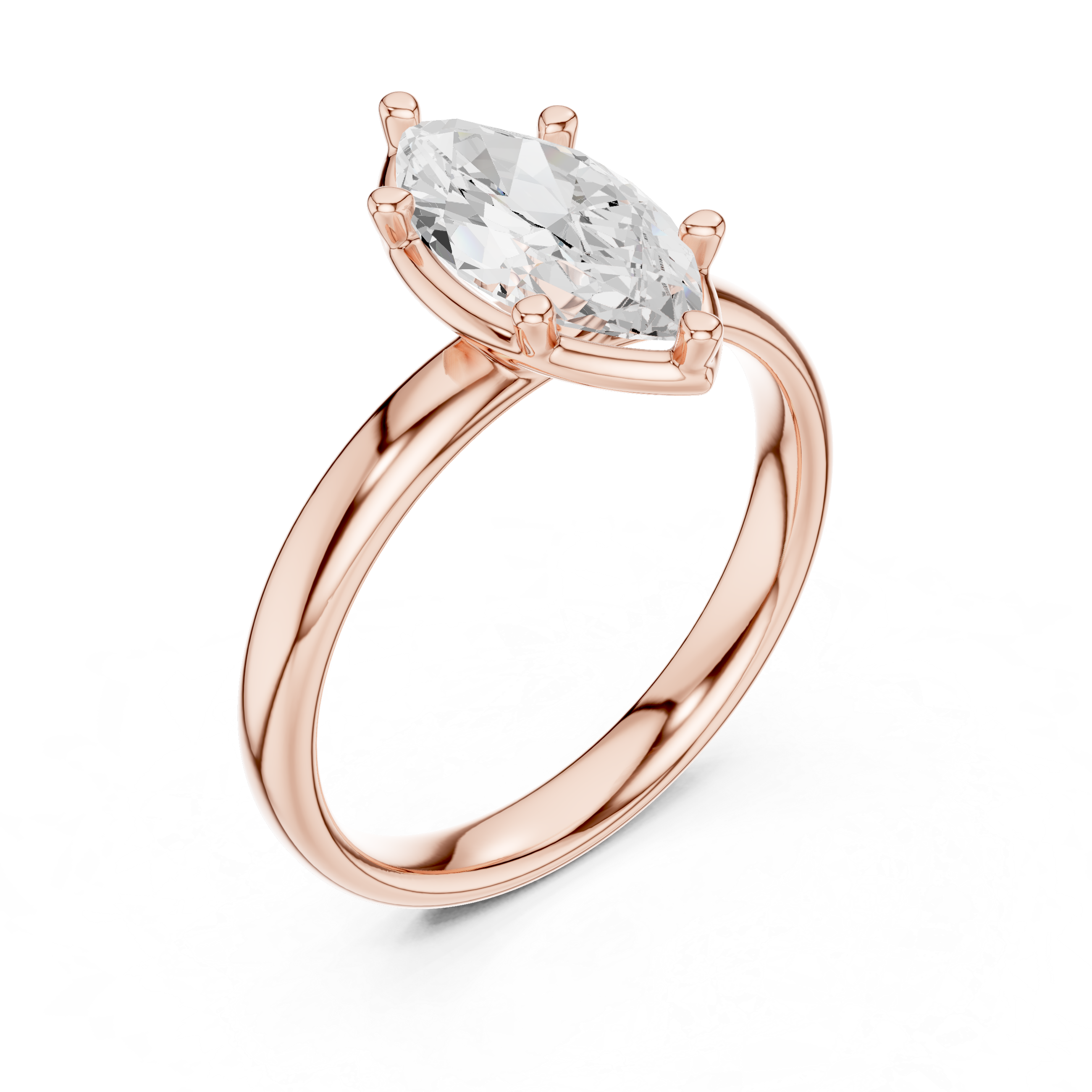 Marquise Cut Solitaire Lab-Grown Diamond Ring | Rose Gold | IGI Certified | Kiashaa Jewellery