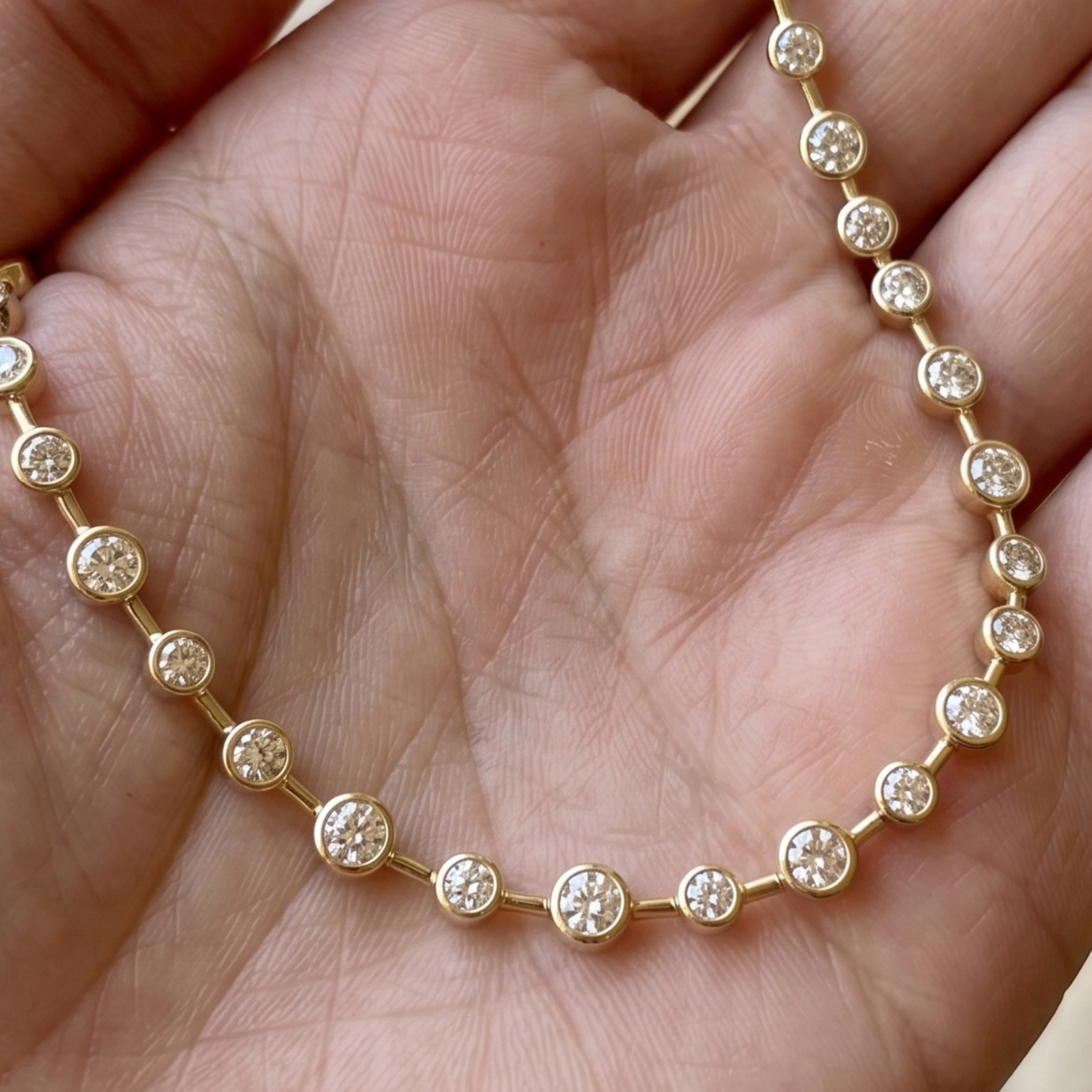 Aurora Bezel 3 CT Round Diamond Station Necklace