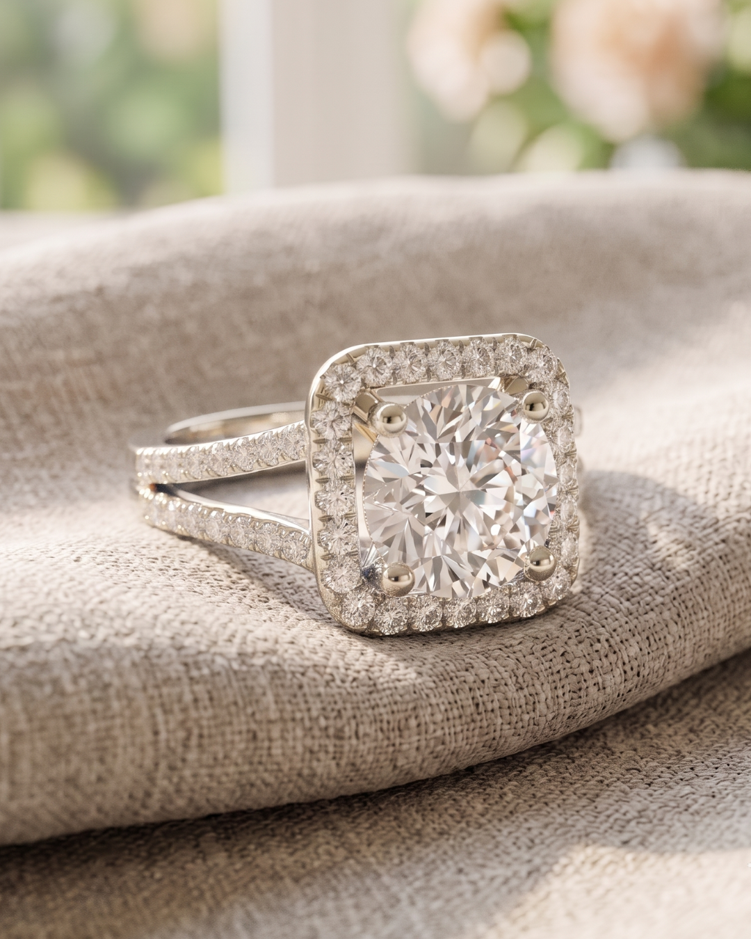Premium round lab-grown diamond ring by Kiashaa Jewellery in rose gold for engagements and anniversaries.