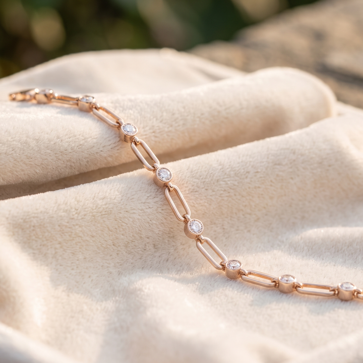 2.34 CTW Round Diamond Paperclip Link Bracelet