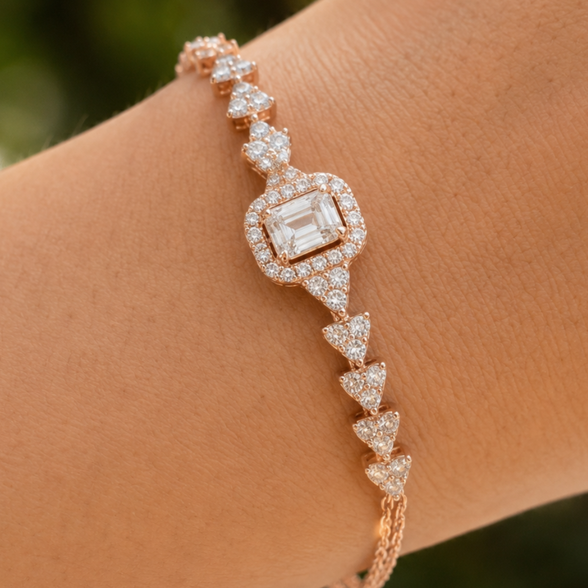 Amour Royale 1.50 CT Asscher Halo Diamond Bracelet