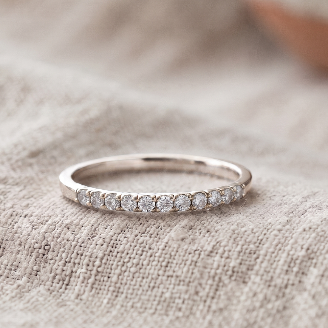 0.77 CTW Round Diamond Half-Eternity Wedding Band in 14K & 18K Gold