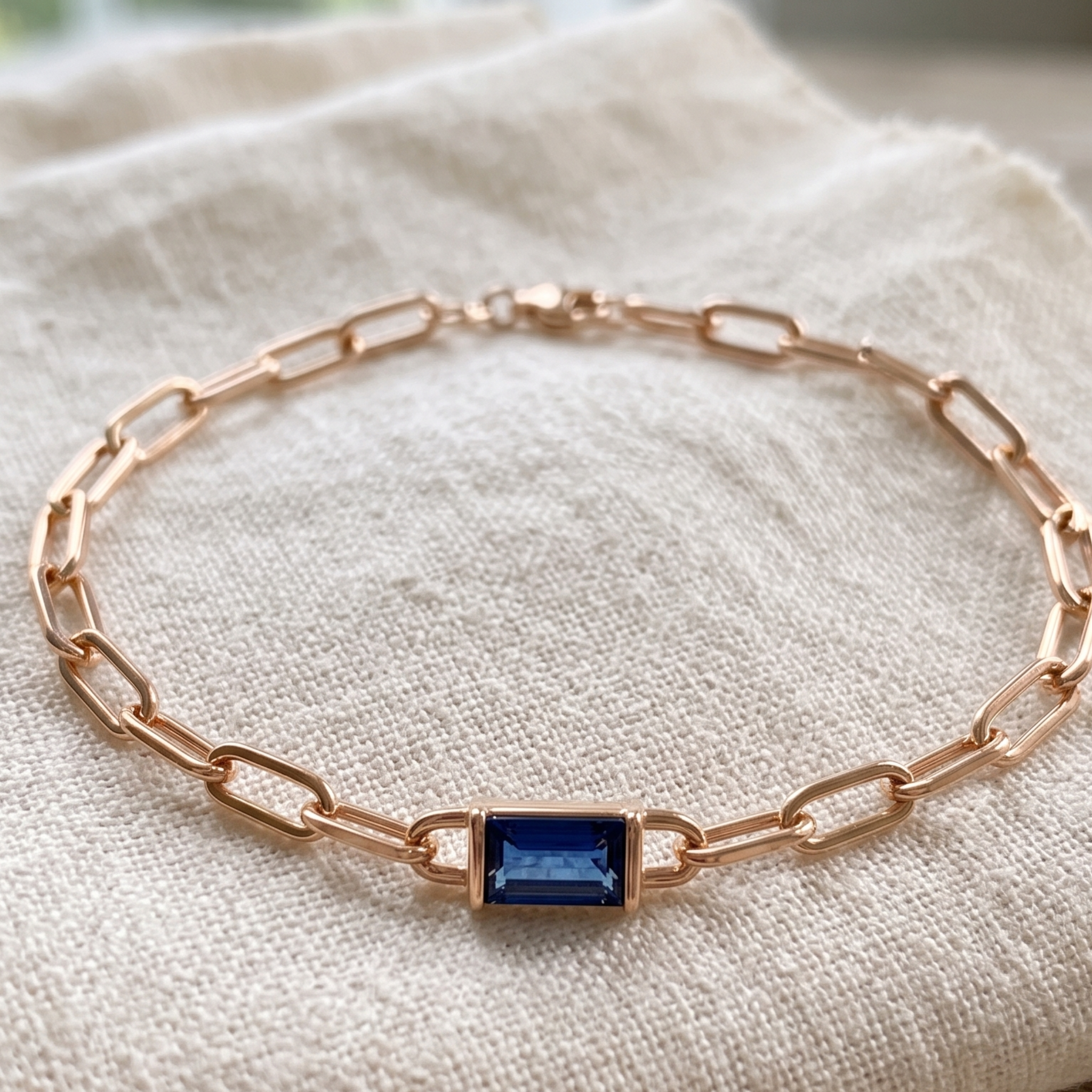 Royal Blue Emerald 2.58 CT Gemstone Link Bracelet in 9K, 14K & 18K Gold