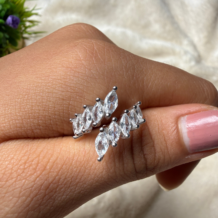 Ten marquise lab-grown diamond open wrap ring in white gold by Kiashaa Jewellery.