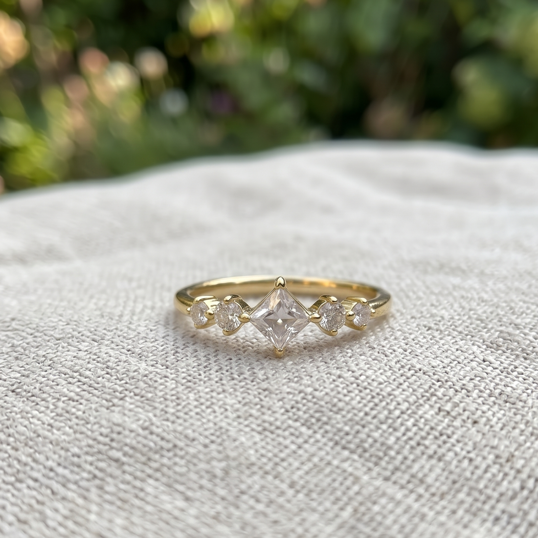 Kiashaa Jewellery 0.764 CTW princess and round diamond ring in polished rose gold.