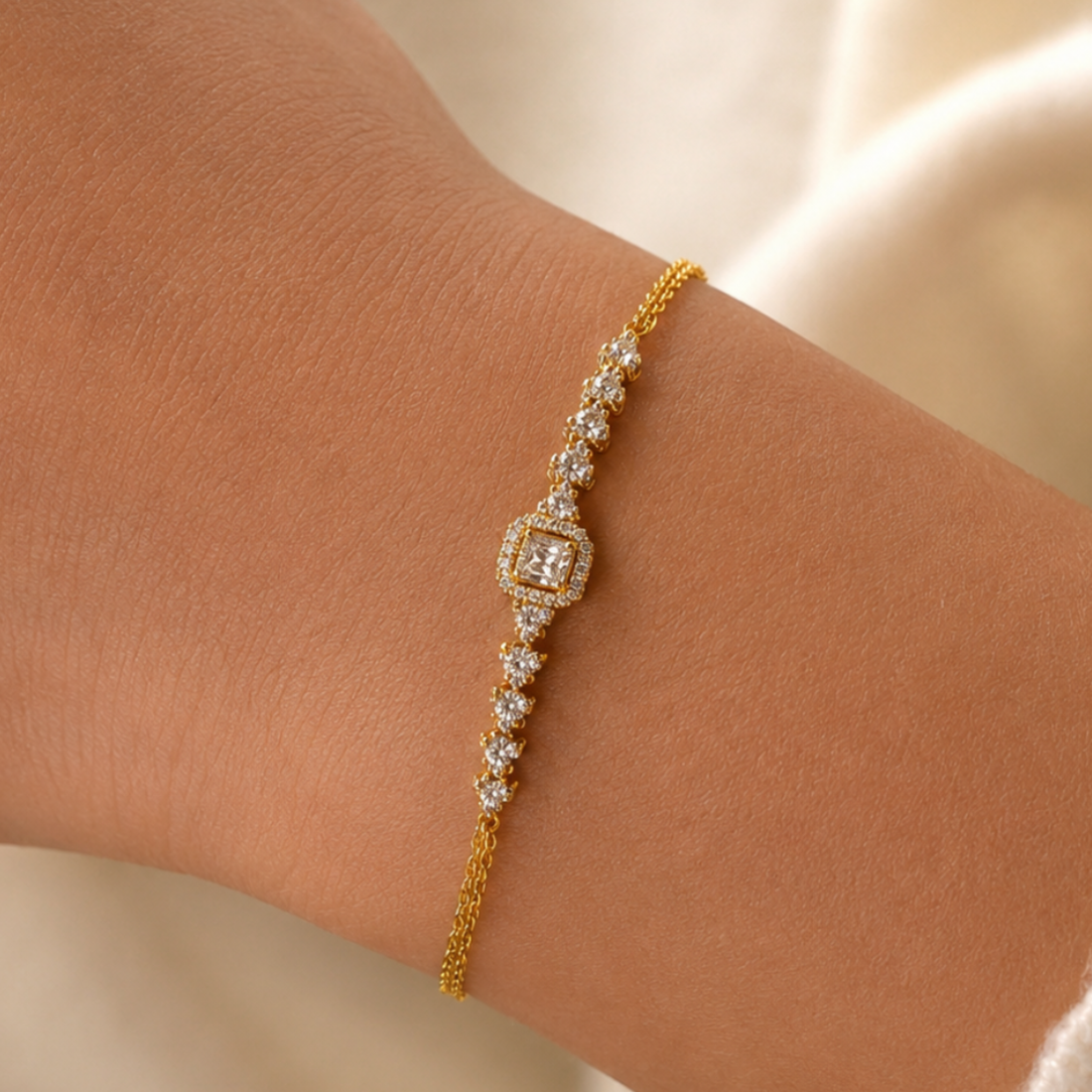 Amour Royale 1.50 CT Asscher Halo Diamond Bracelet