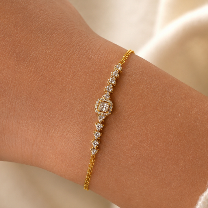 Amour Royale 1.50 CT Asscher Halo Diamond Bracelet