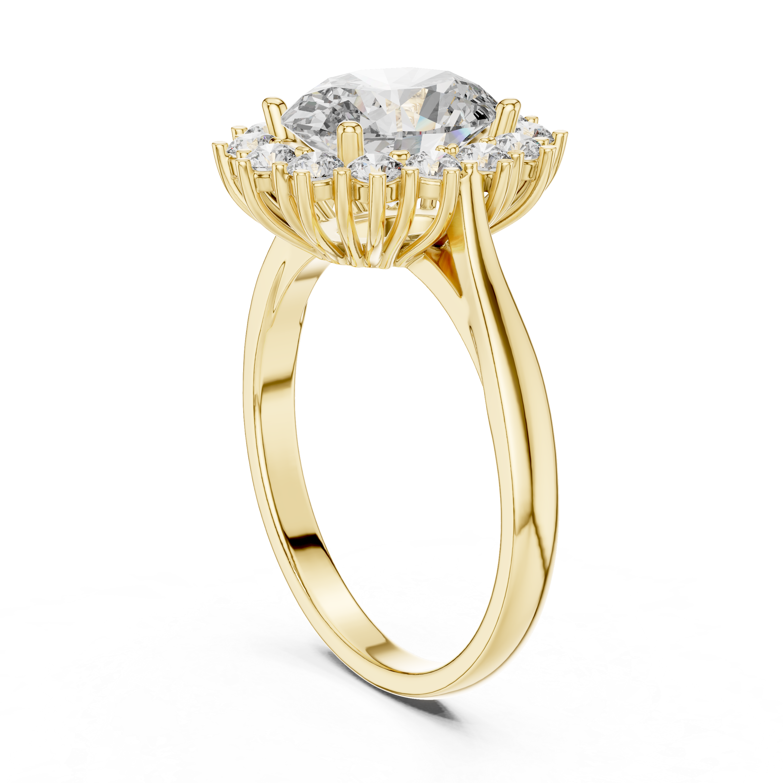 IGI Certified Lab-Grown Diamond Halo Engagement Ring | 14K  18K Gold | Kiashaa Jewellery