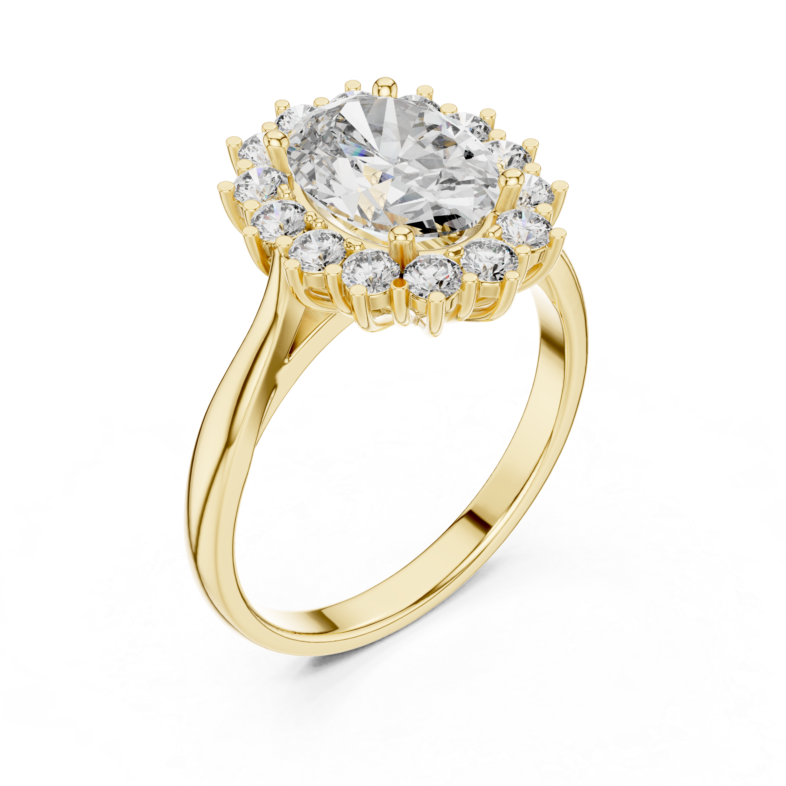 IGI Certified Lab-Grown Diamond Halo Engagement Ring | 14K  18K Gold | Kiashaa Jewellery