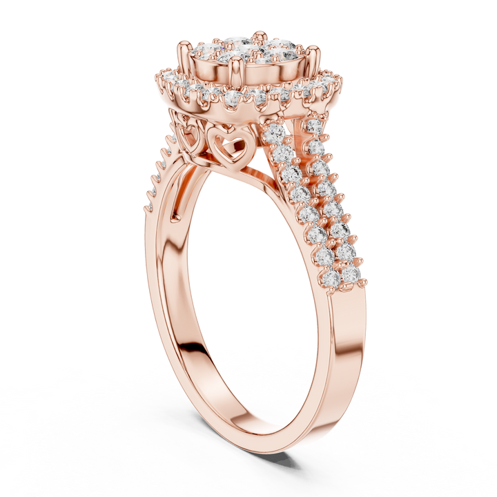 IGI Certified Lab-Grown Diamond Designer Halo Engagement Ring | 14K & 18K Gold | Kiashaa Jewellery