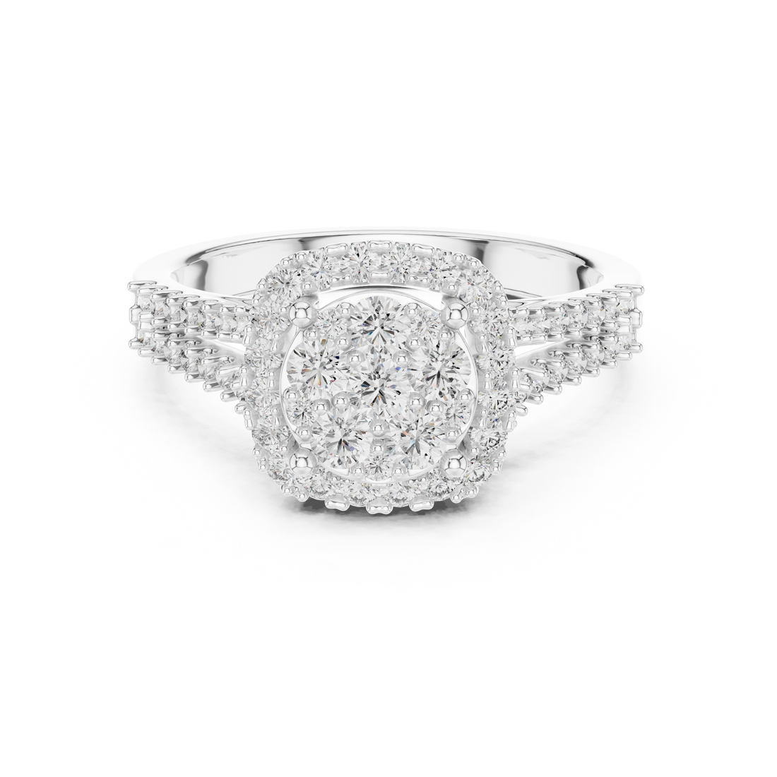 IGI Certified Lab-Grown Diamond Designer Halo Engagement Ring | 14K & 18K Gold | Kiashaa Jewellery