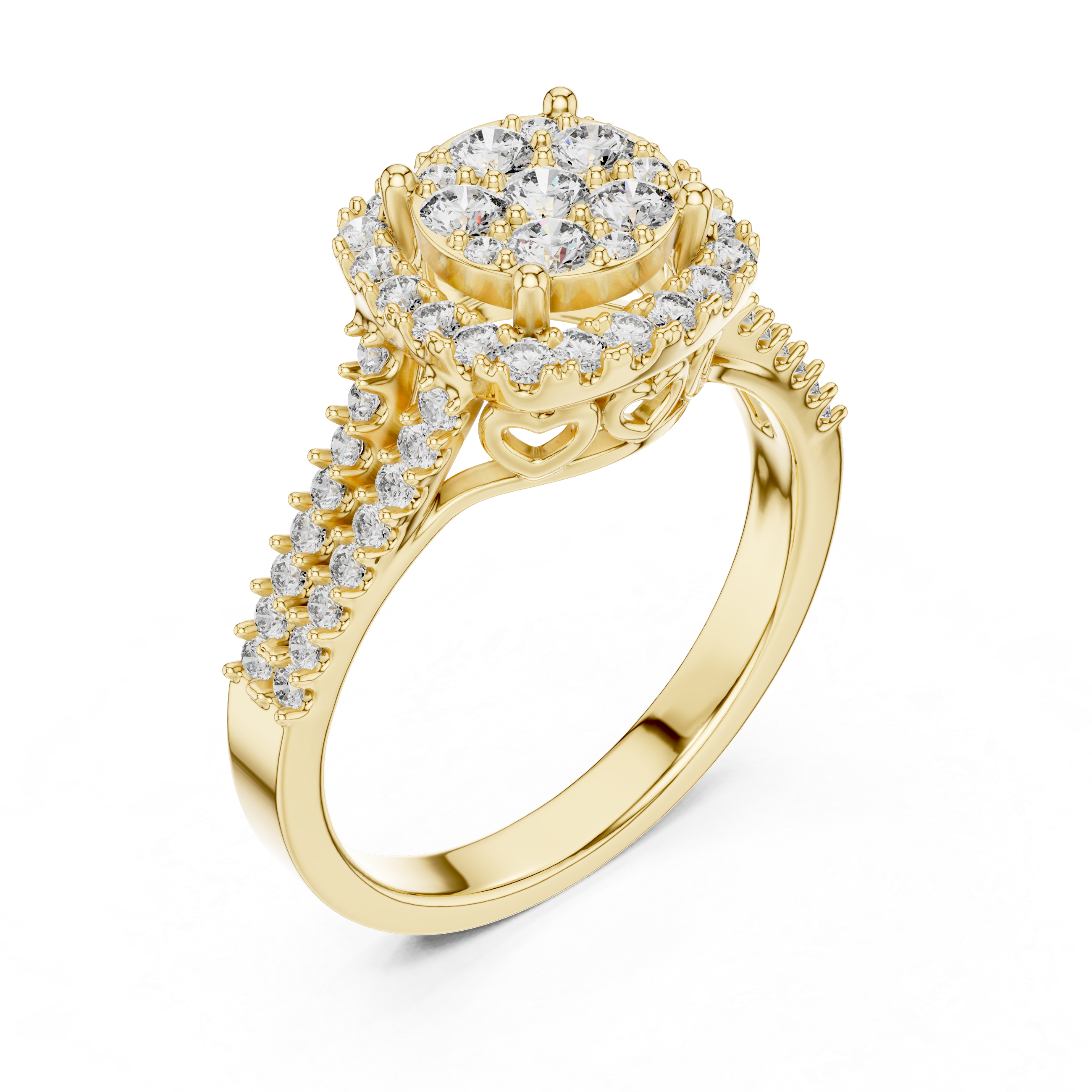 IGI Certified Lab-Grown Diamond Designer Halo Engagement Ring | 14K & 18K Gold | Kiashaa Jewellery