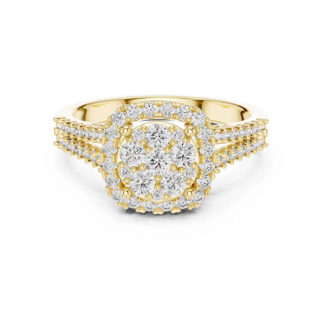 IGI Certified Lab-Grown Diamond Designer Halo Engagement Ring | 14K & 18K Gold | Kiashaa Jewellery