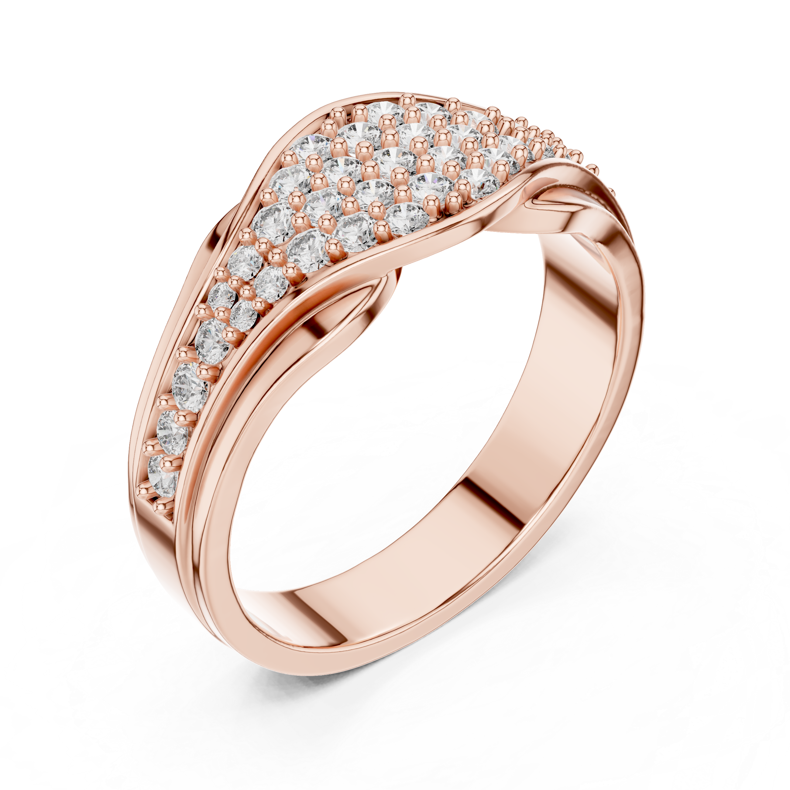 IGI Certified Lab-Grown Diamond Designer Rose Gold Ring | 14K & 18K Gold | Kiashaa Jewellery