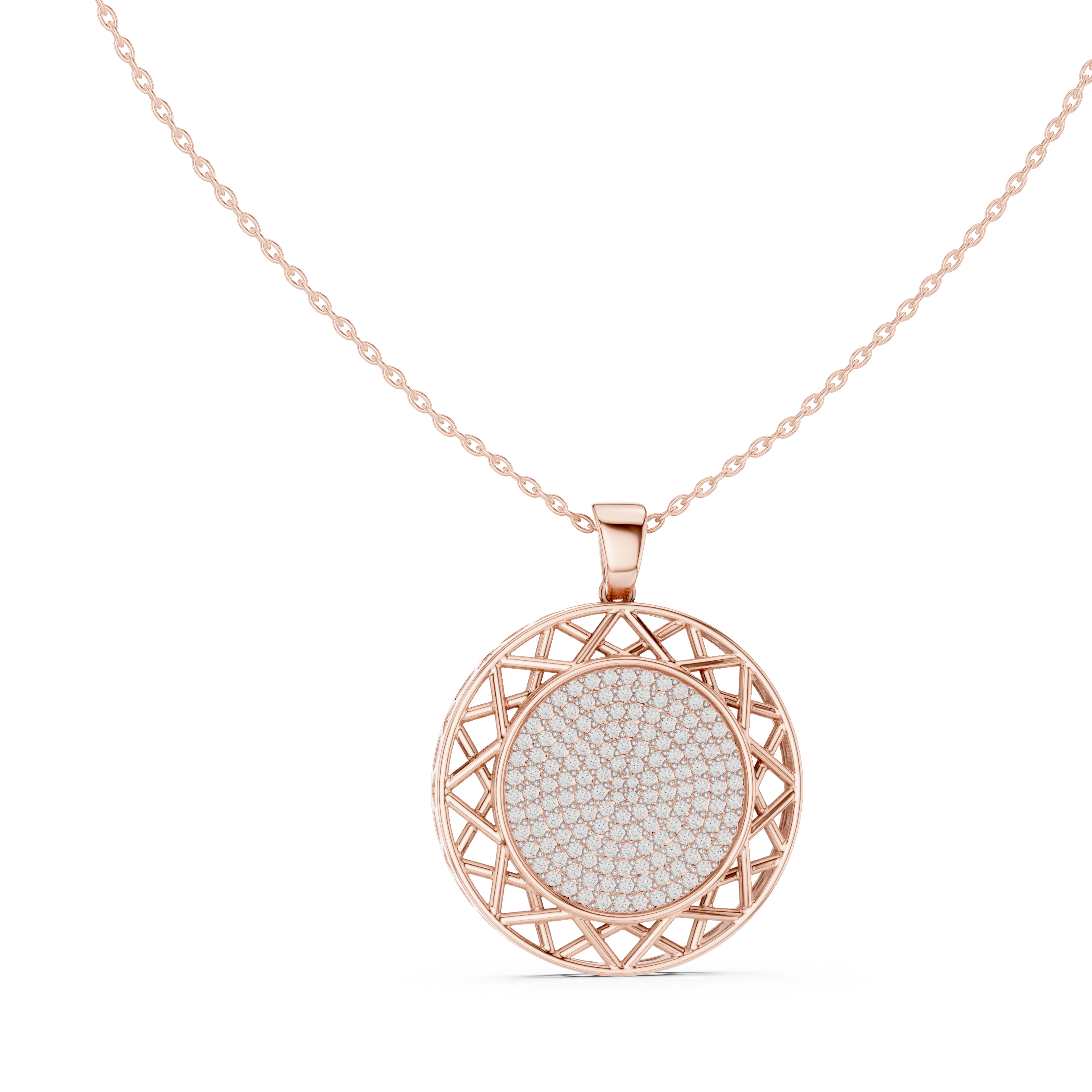 Geometric Openwork Diamond Pendant | 14K & 18K Gold | IGI Certified