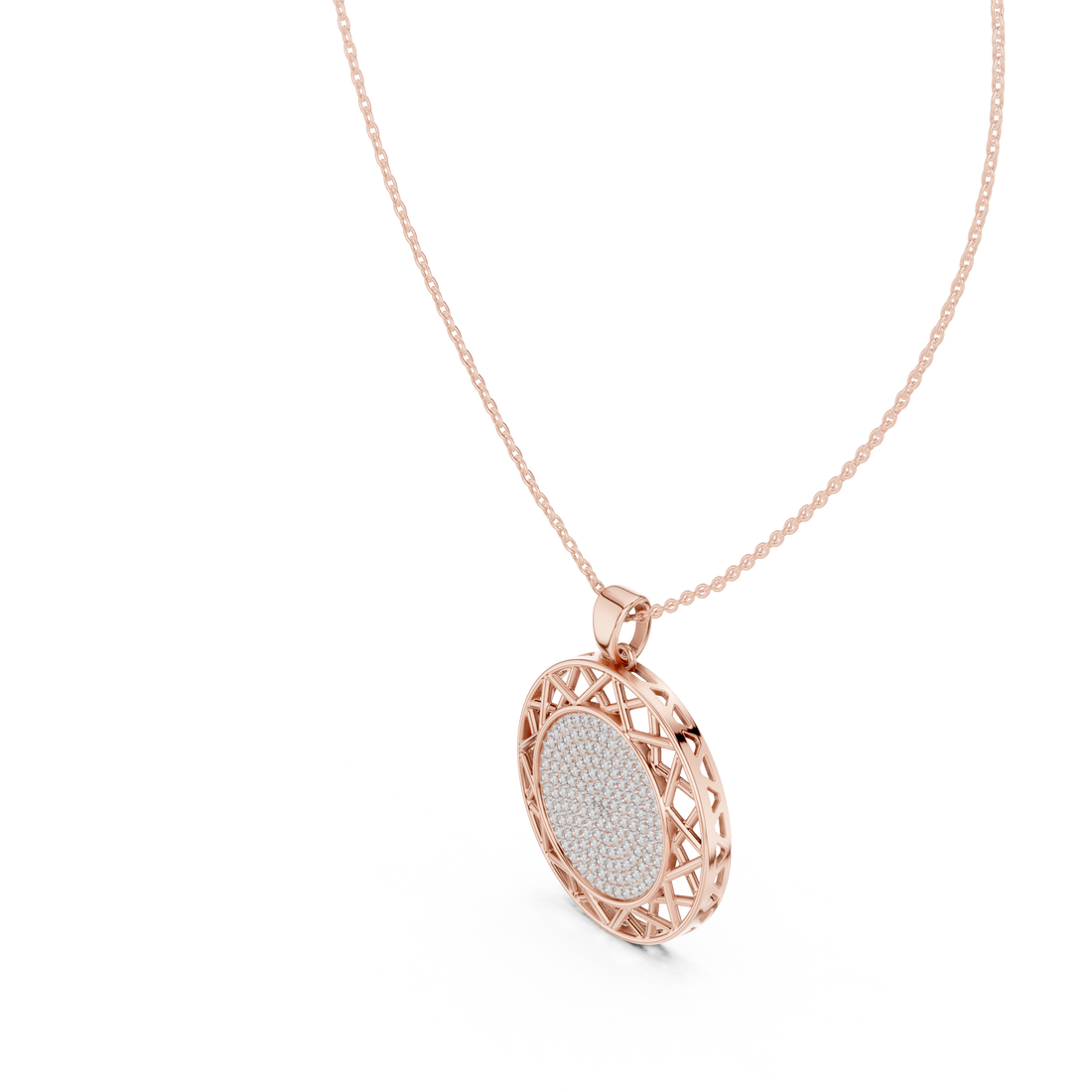 Geometric Openwork Diamond Pendant | 14K & 18K Gold | IGI Certified